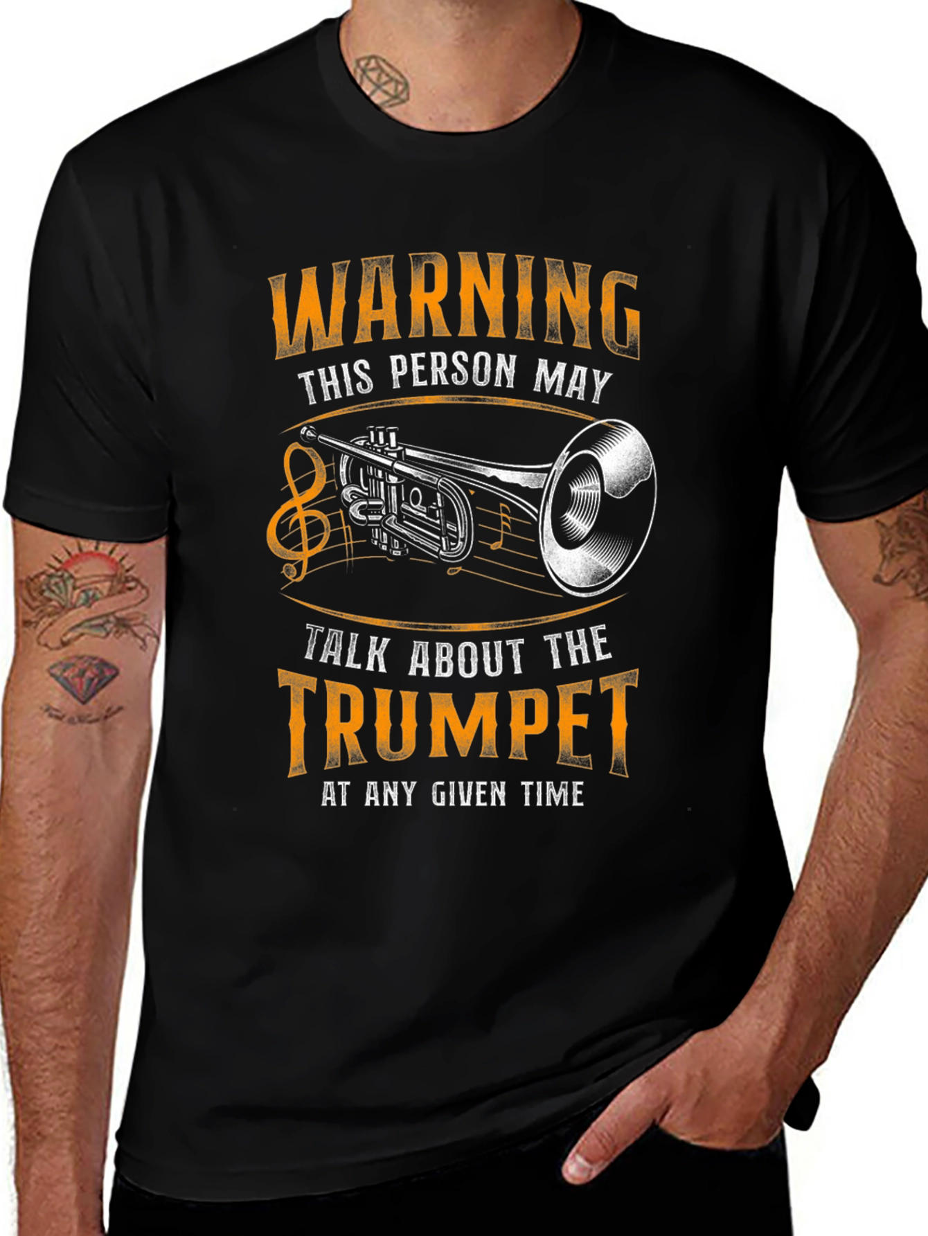 Variant 14 of Warning Trumpet Player T-Shirt - Talk About Trumpet Anytime