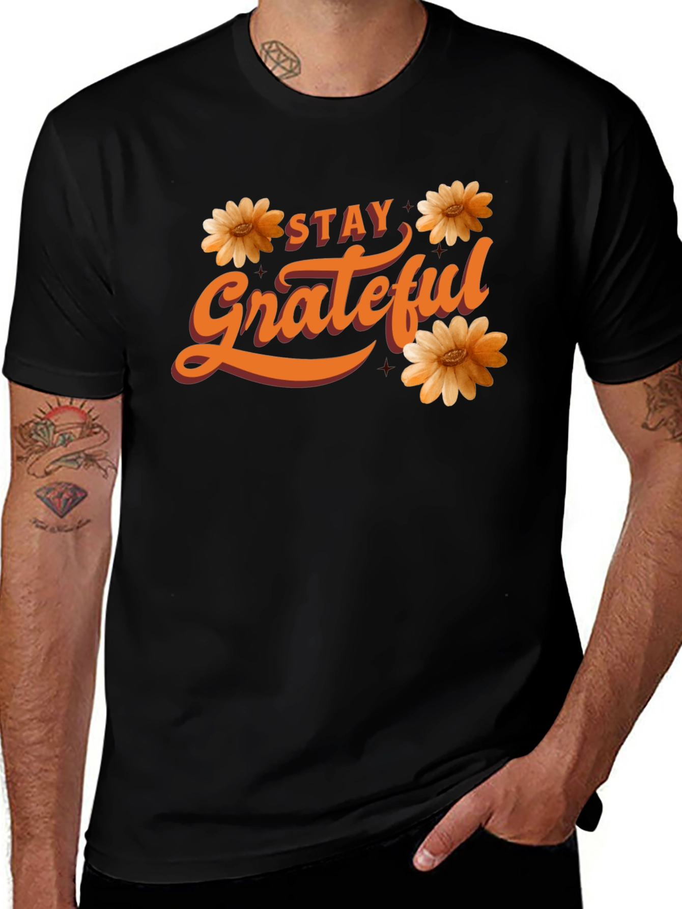 Variant 30 of Stay Grateful Graphic Tee - Trendy Positive Vibes T-Shirt