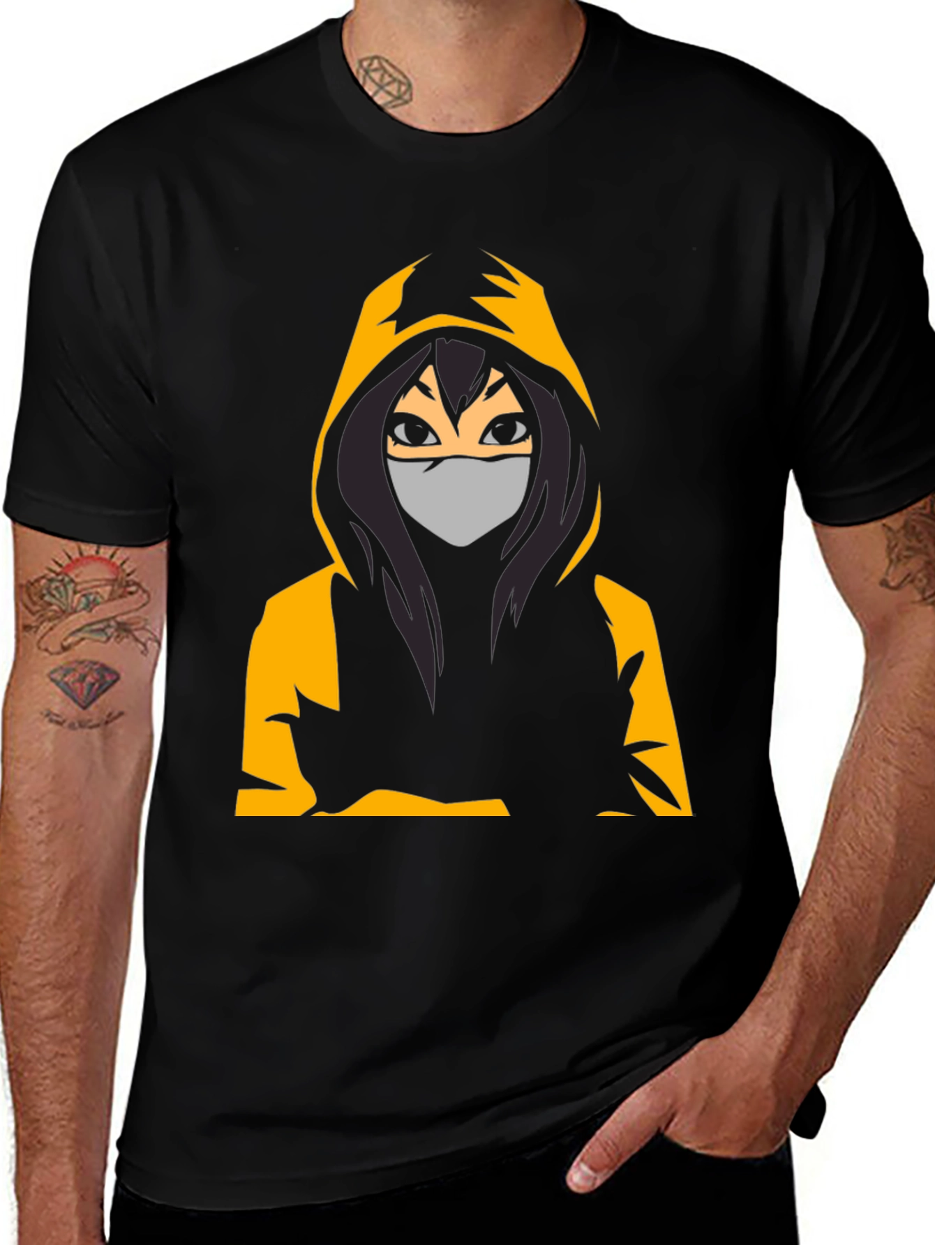 Variant 6 of Anime Hoodie Graphic Tee - Casual Black T-Shirt