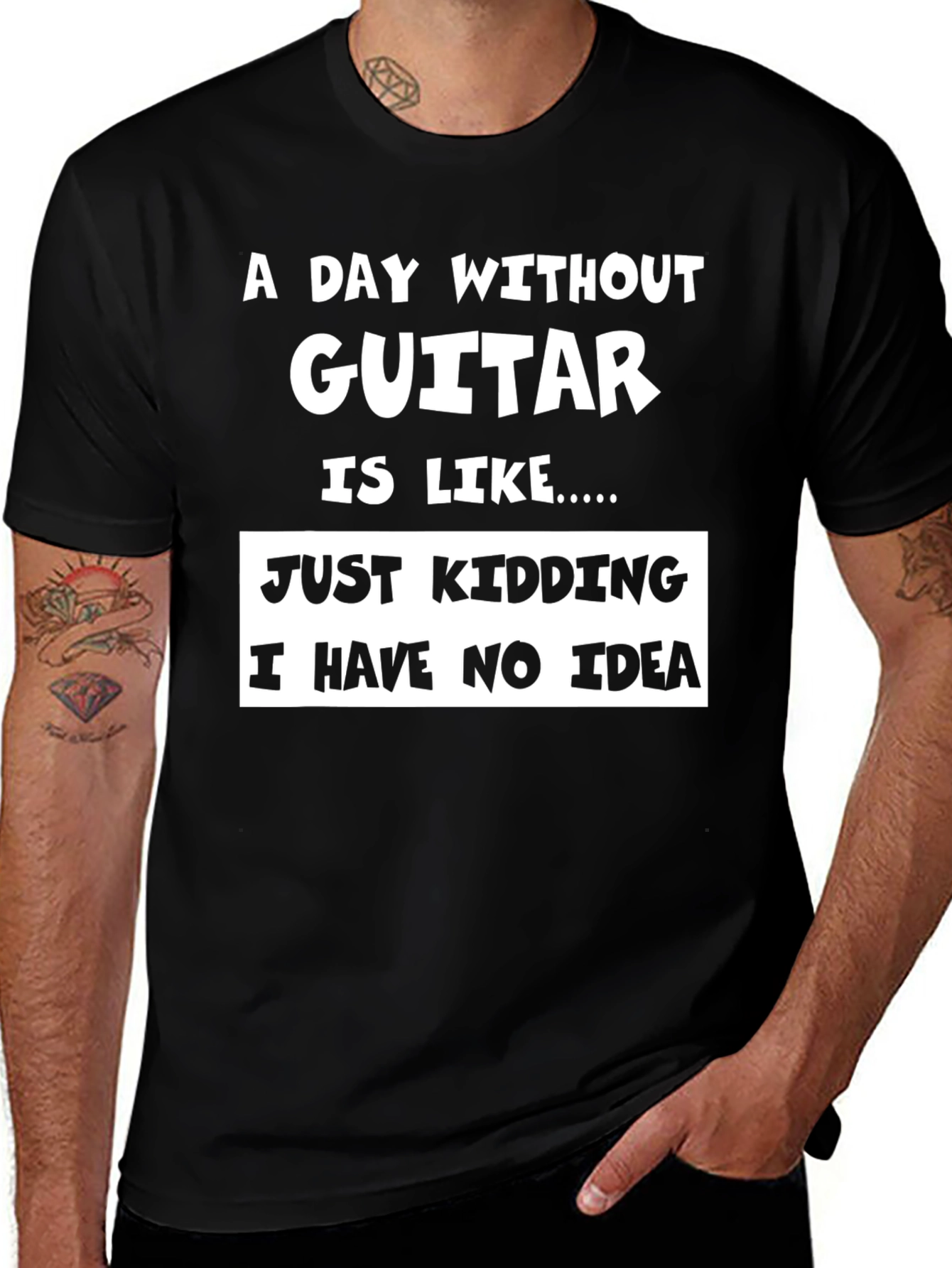 Variant 15 of Funny Guitar T-Shirt - A Day Without Guitar