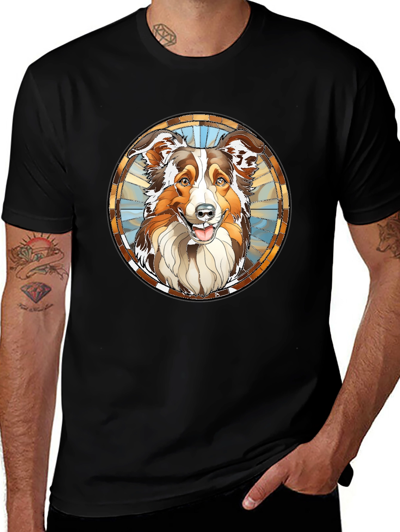 Variant 30 of Dog Breed Stained Glass Graphic Tee