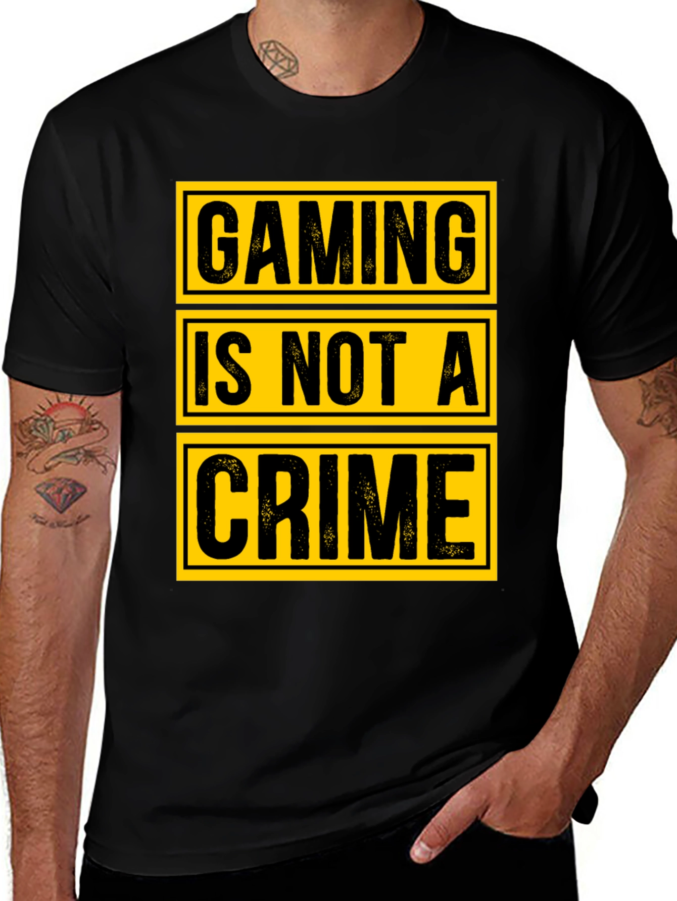Variant 10 of Gaming Is Not A Crime Graphic Tee - Black Cotton T-Shirt