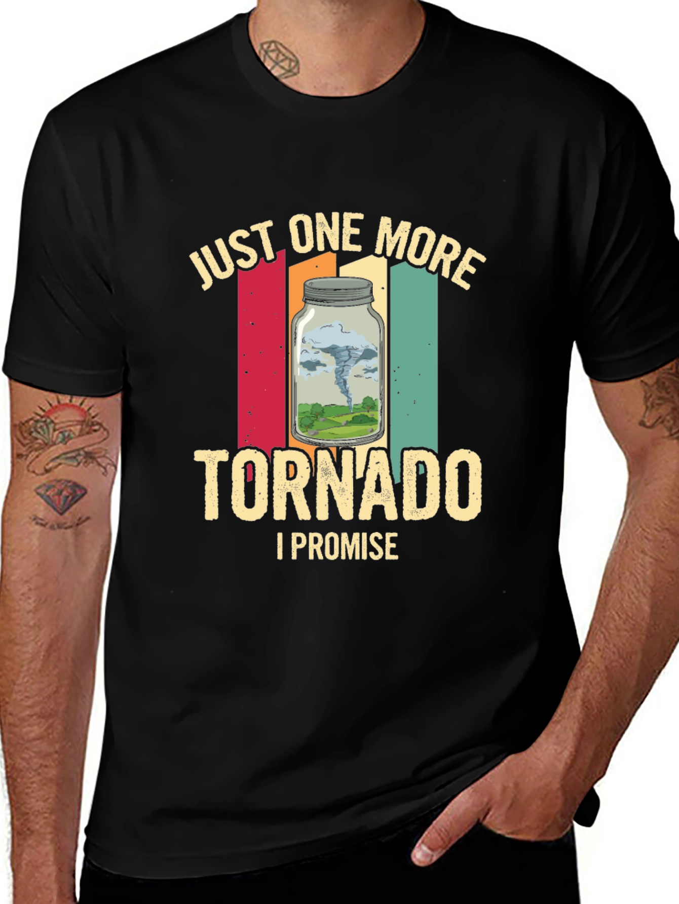 Black Funny Tornado T-Shirt, Just One More Tornado Tee main image