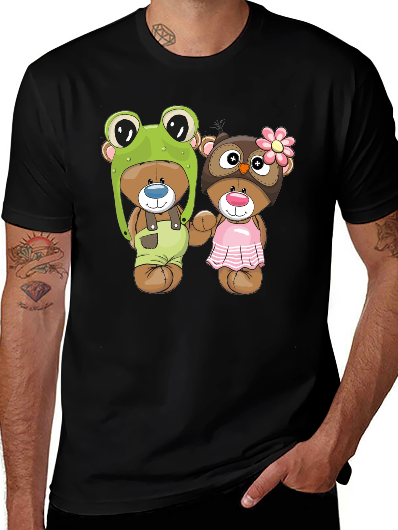 Variant 28 of Cute Cartoon Bear T-Shirt - Black