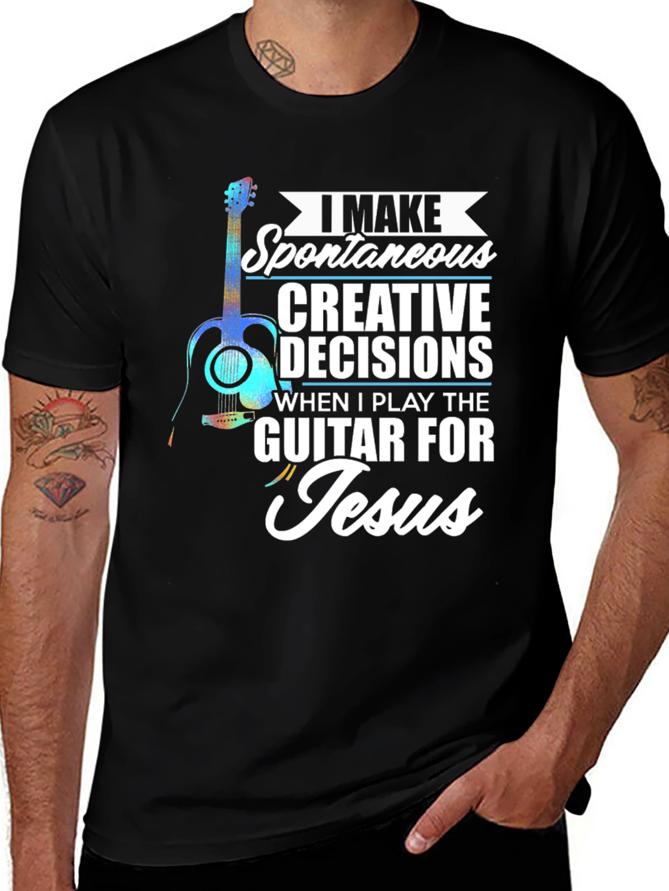Variant 30 of Guitar for Jesus T-Shirt: Spontaneous Creative Decisions