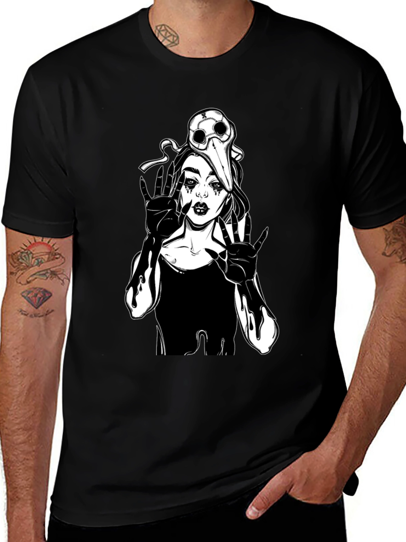 Variant 10 of Gothic Plague Doctor Girl T-Shirt - Black