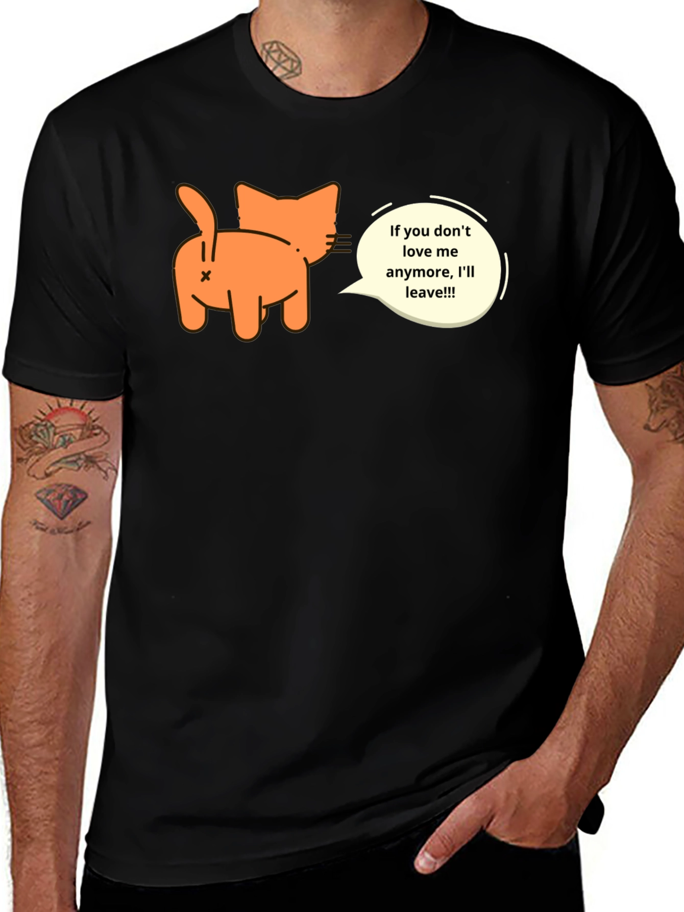 Black Funny Cat Butt Black T-Shirt - If You Don't Love Me! main image