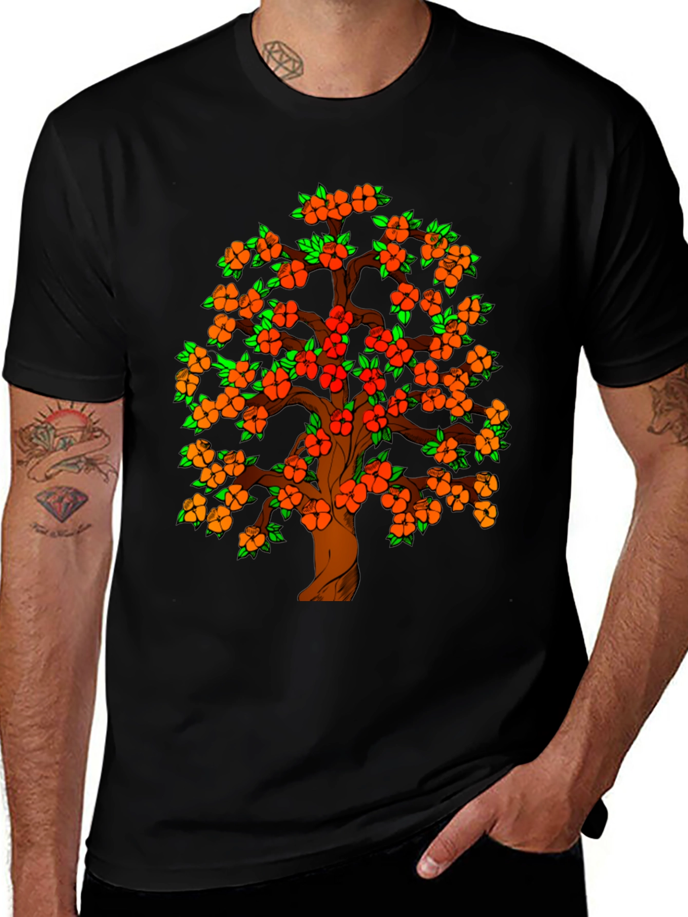Variant 21 of Orange Tree Graphic Print Tee - Casual Style
