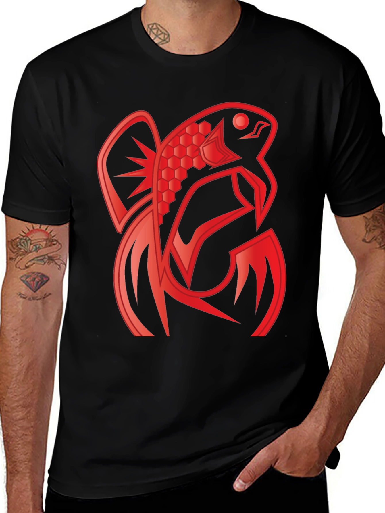 Variant 12 of Red Fish Graphic Tee - Unique Design