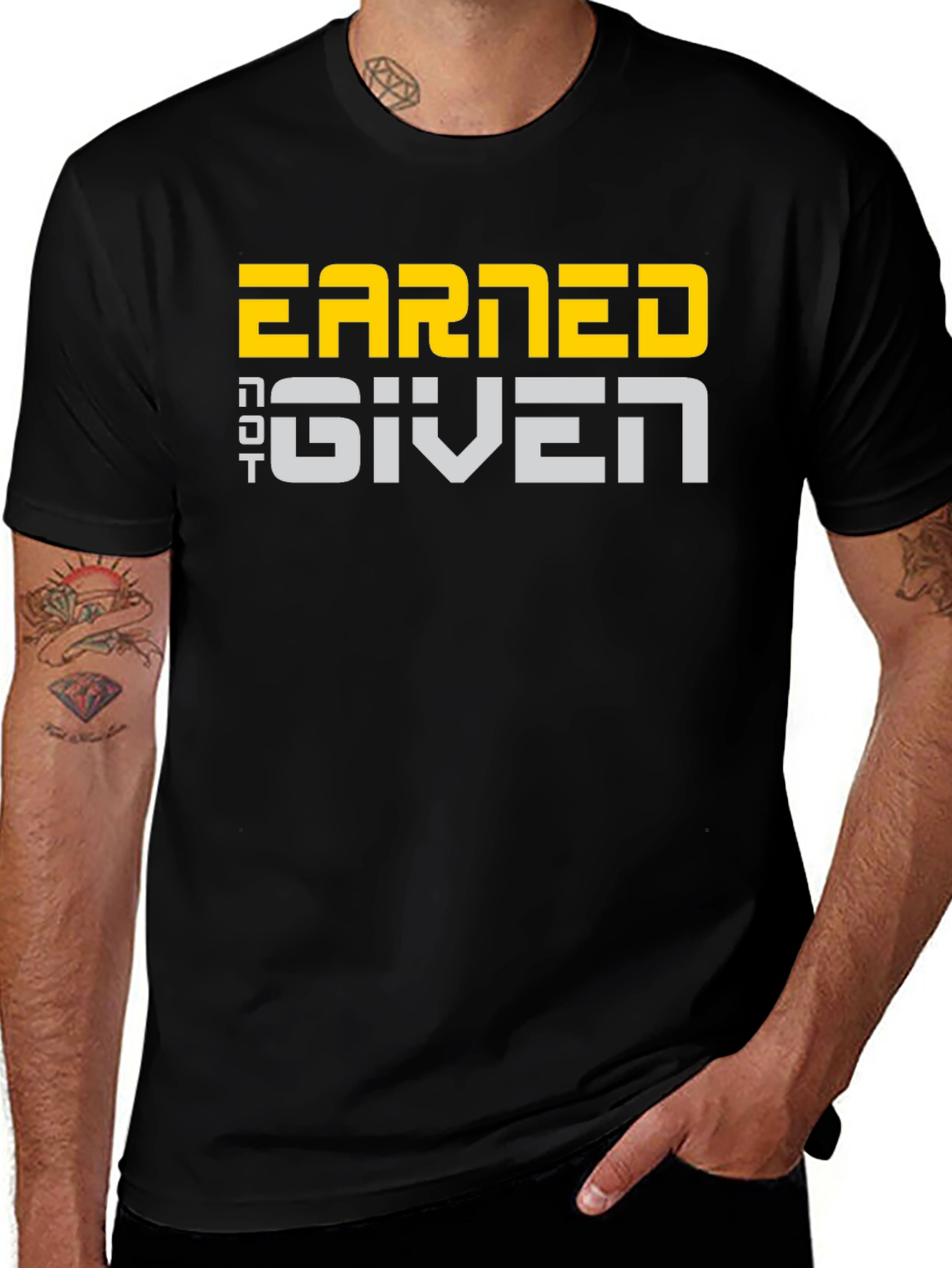 Black Earned Not Given Graphic T-Shirt main image