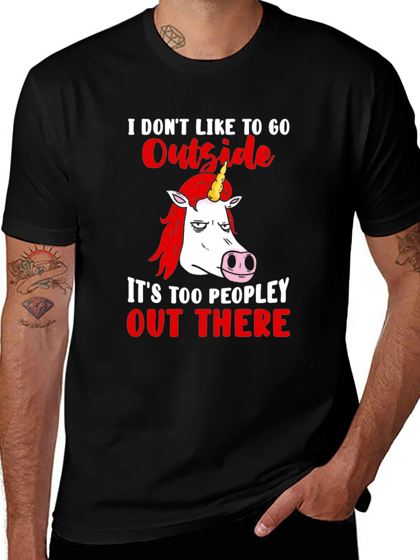 Variant 20 of Funny Unicorn T-Shirt - I Don't Like to Go Outside