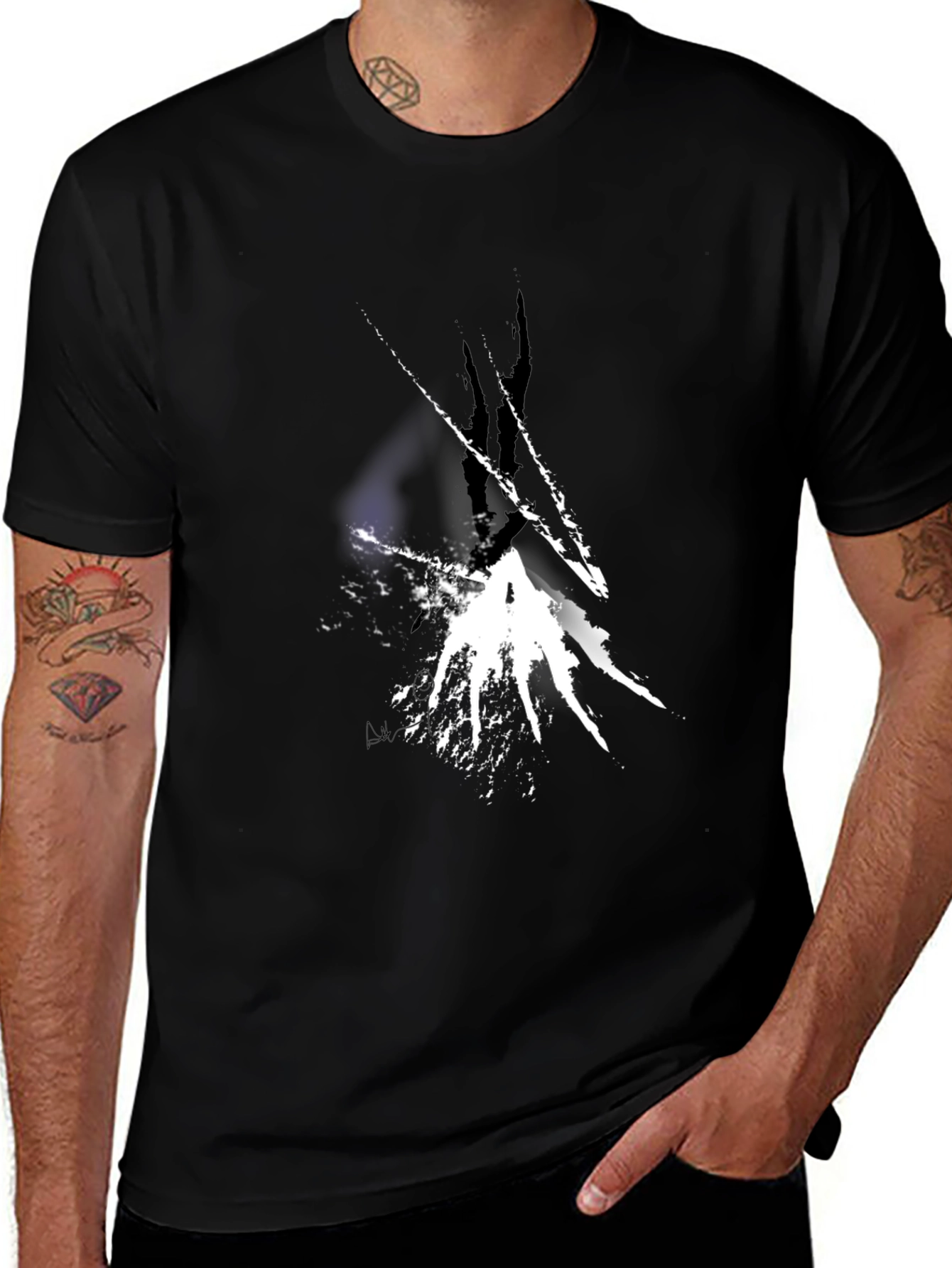 Variant 21 of Abstract White Splatter Black T-Shirt