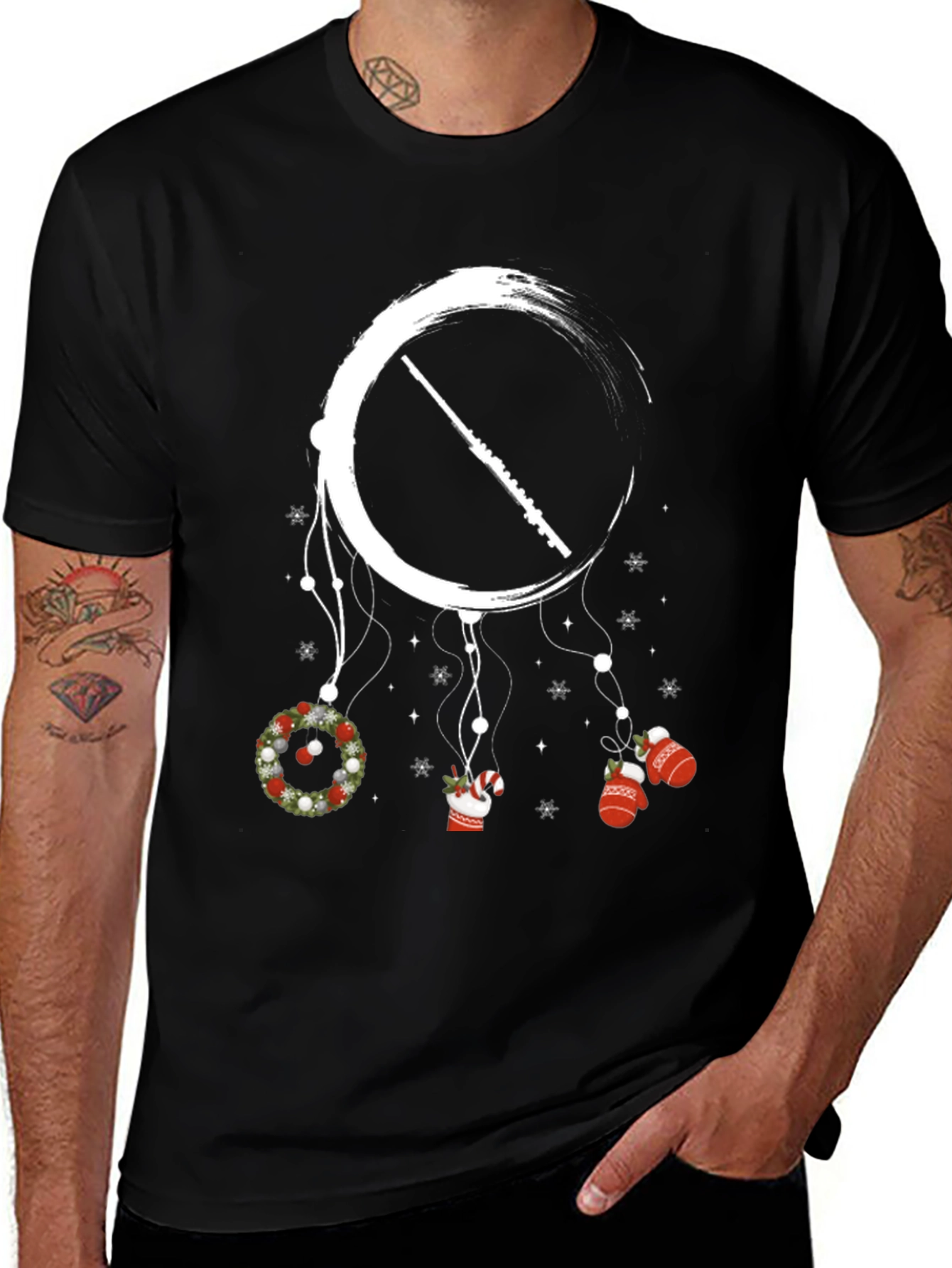 Variant 3 of Flute Christmas Dreamcatcher Black Tee