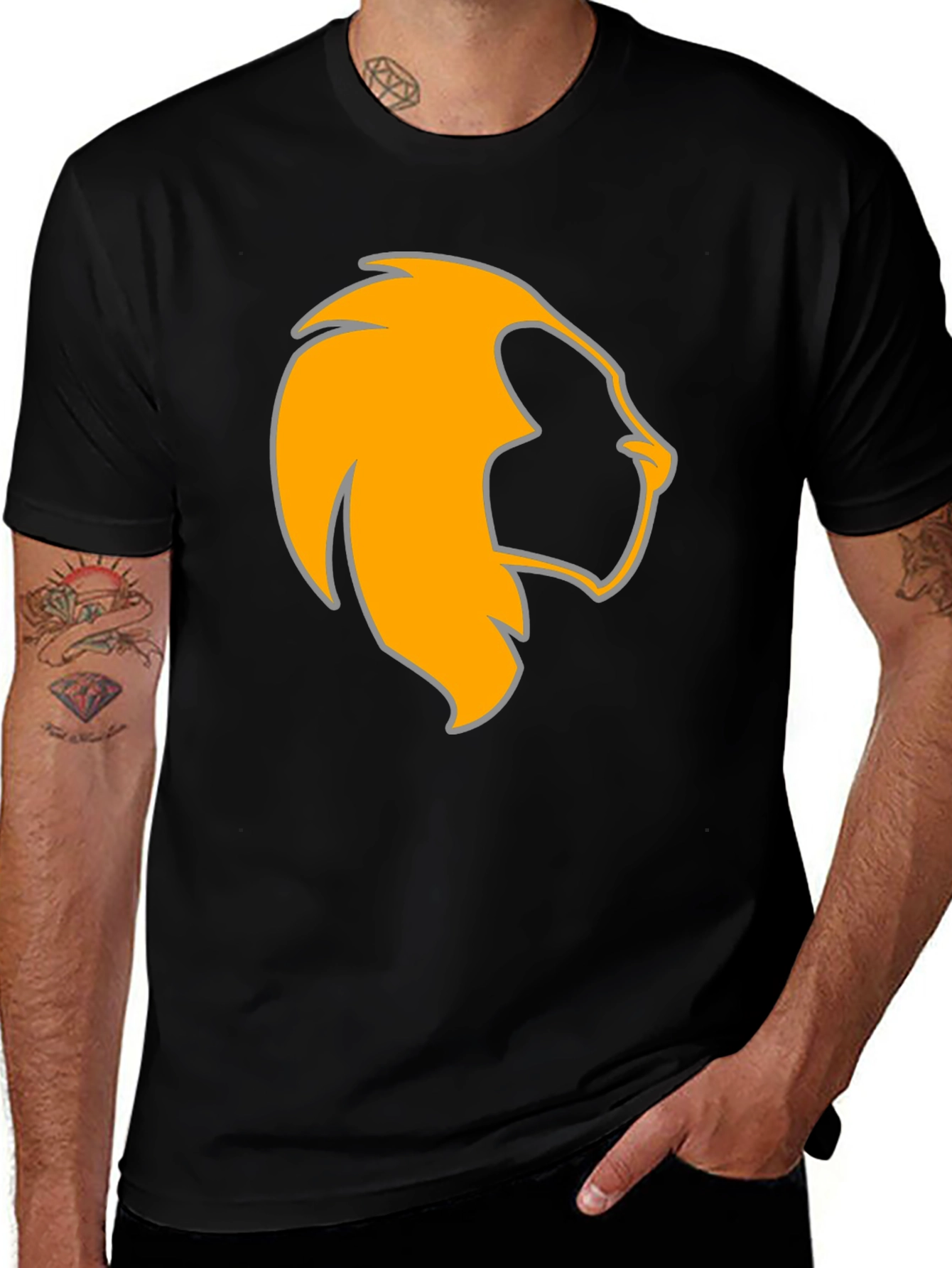 Variant 6 of Lion Head Graphic Black Tee - Bold & Stylish