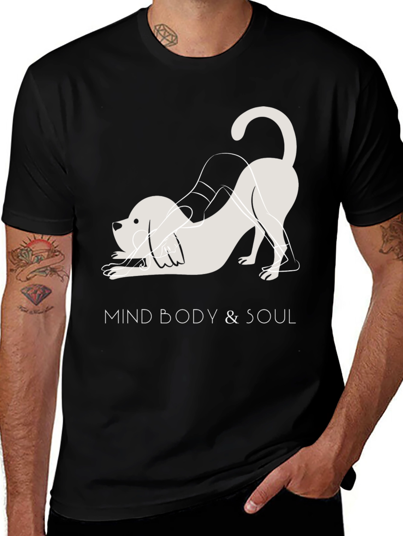 Variant 30 of Mind Body & Soul Yoga Dog Black T-Shirt