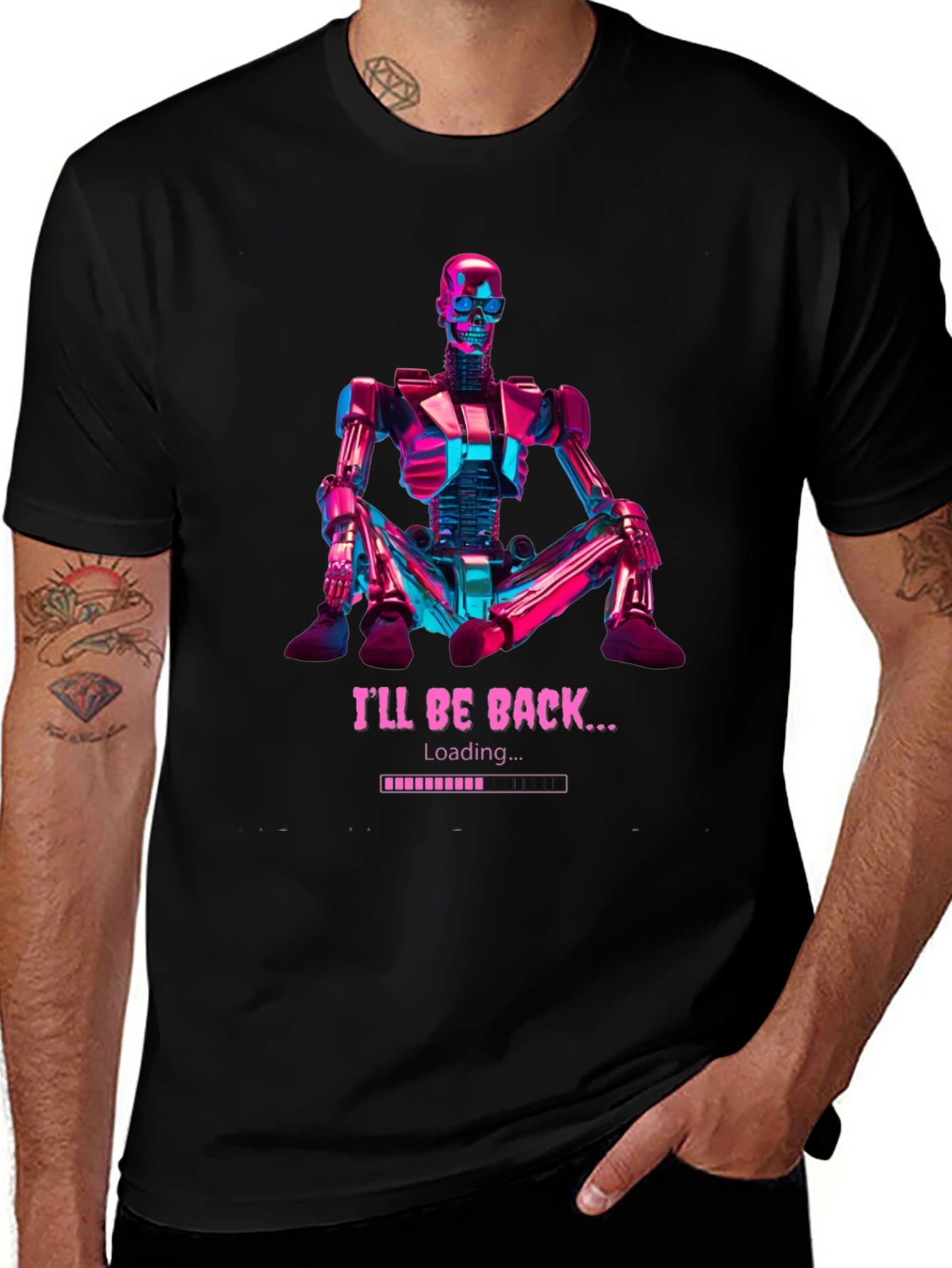 Variant 25 of I'll Be Back Loading Robot Graphic T-Shirt