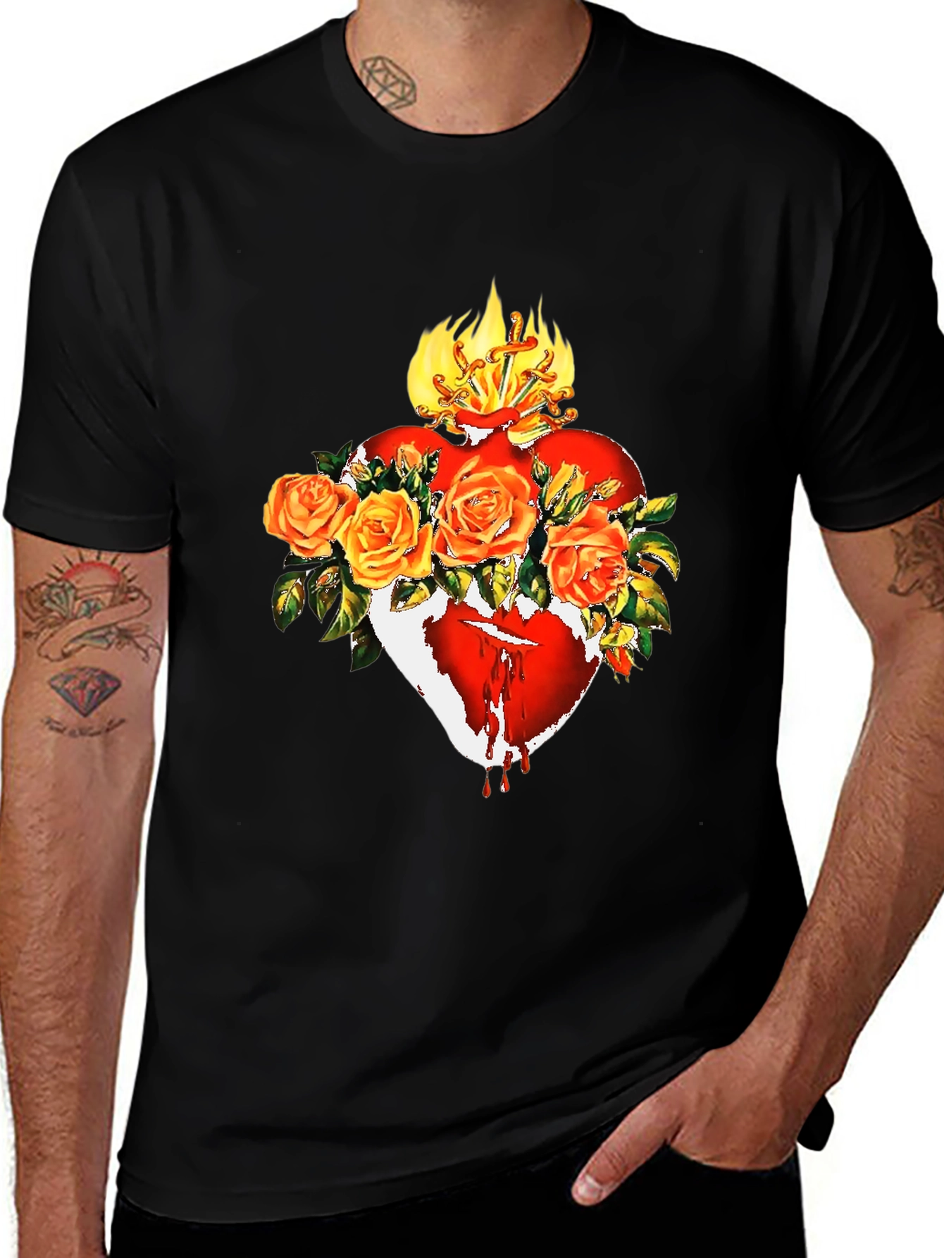 Variant 6 of Sacred Heart Rose T-Shirt - Unique Graphic Tee
