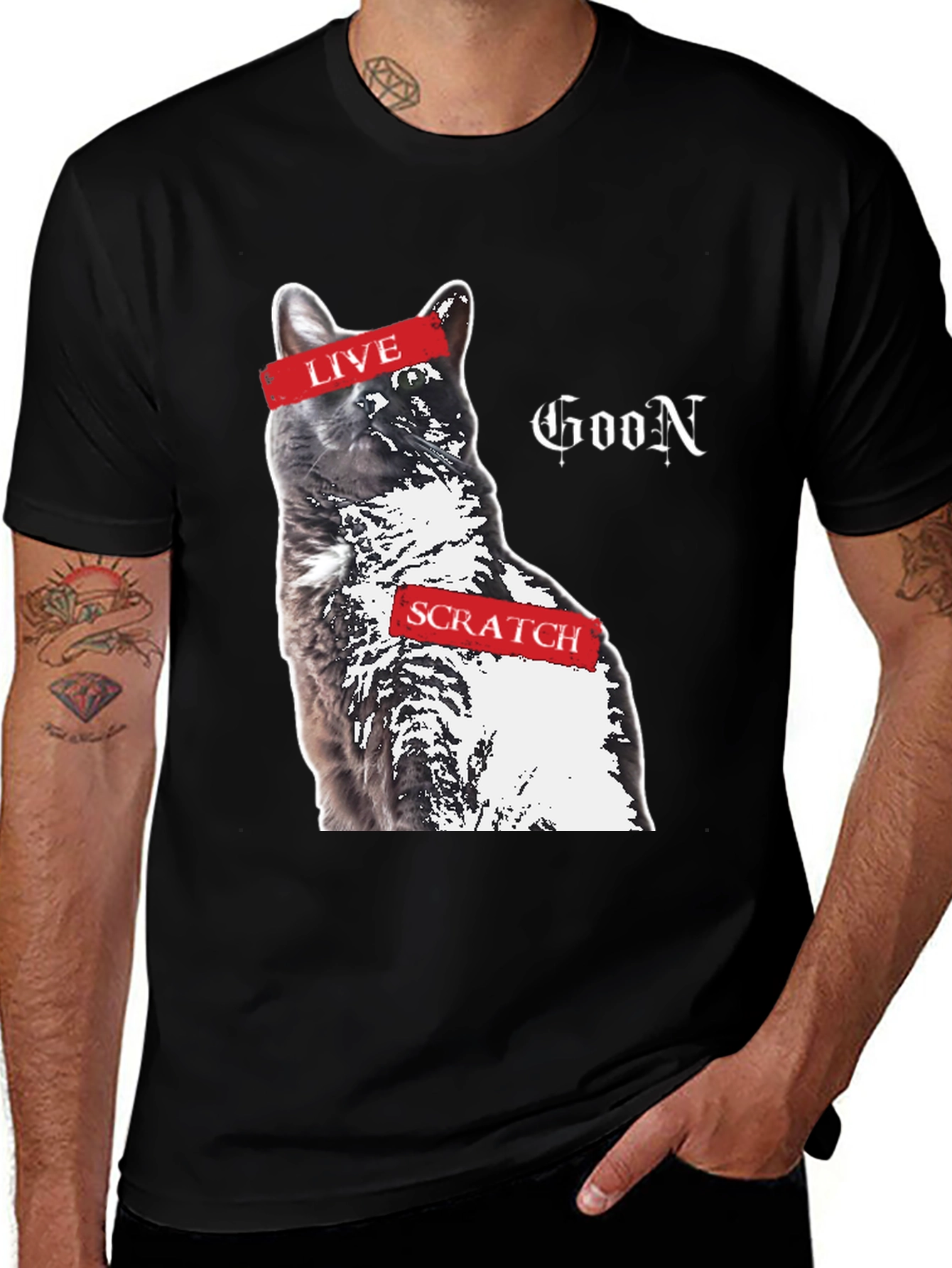 Variant 2 of Live Goon Scratch Black Graphic T-Shirt