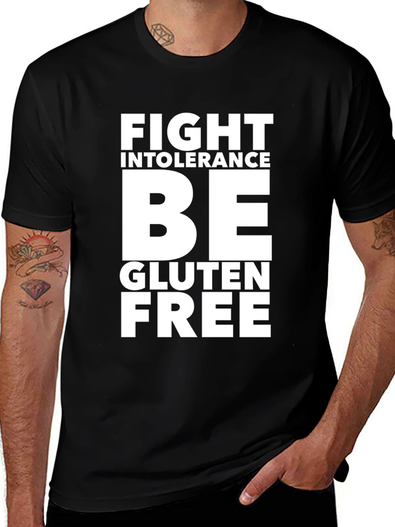Variant 6 of Fight Intolerance Be Gluten Free Black Graphic Tee