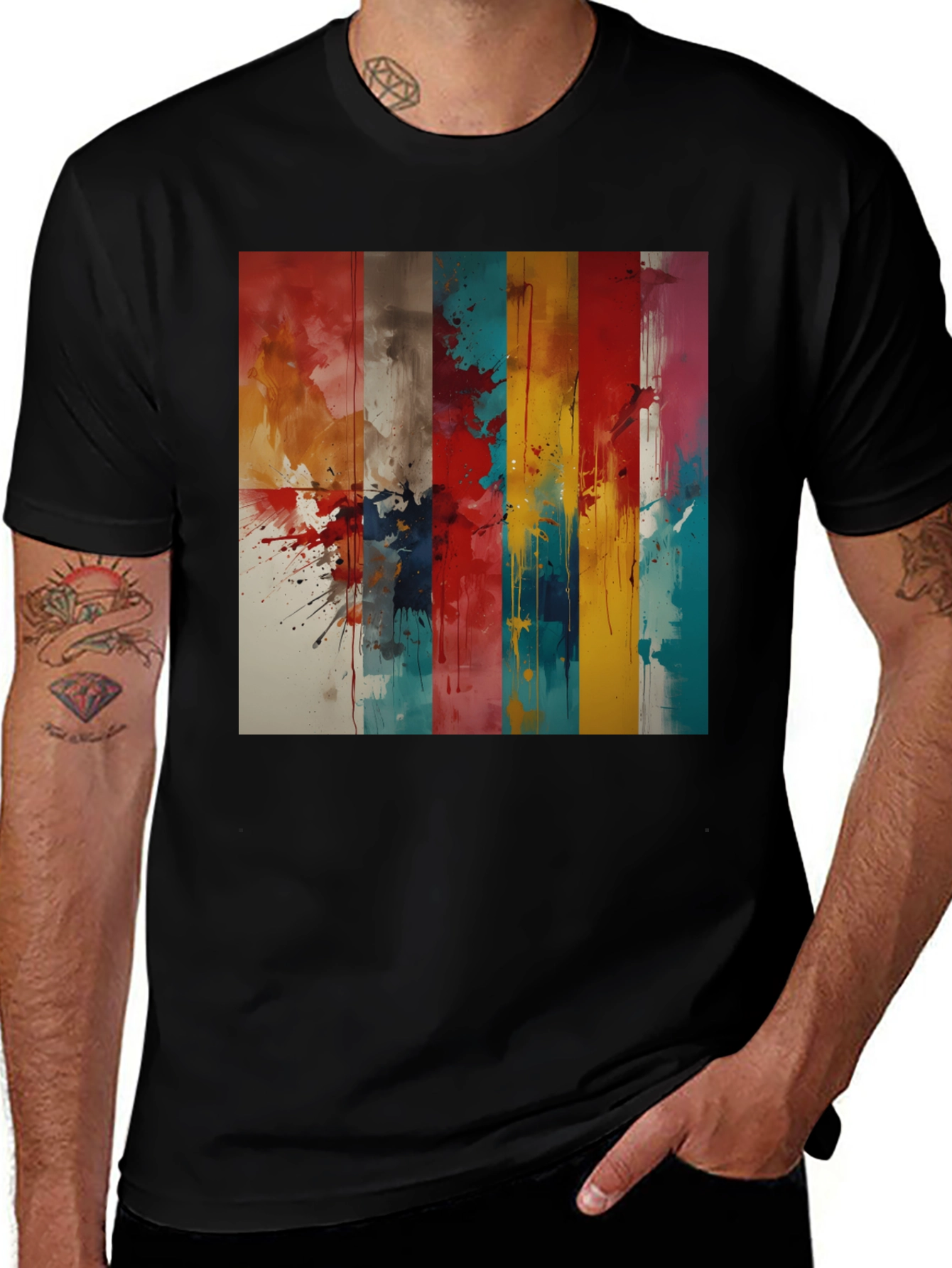 Variant 25 of Abstract Art Splatter Print Black Tee