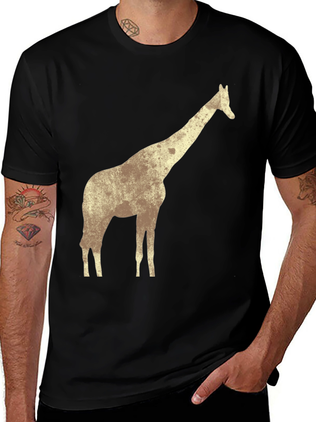 Variant 11 of Giraffe Graphic Tee - Men's Black T-Shirt