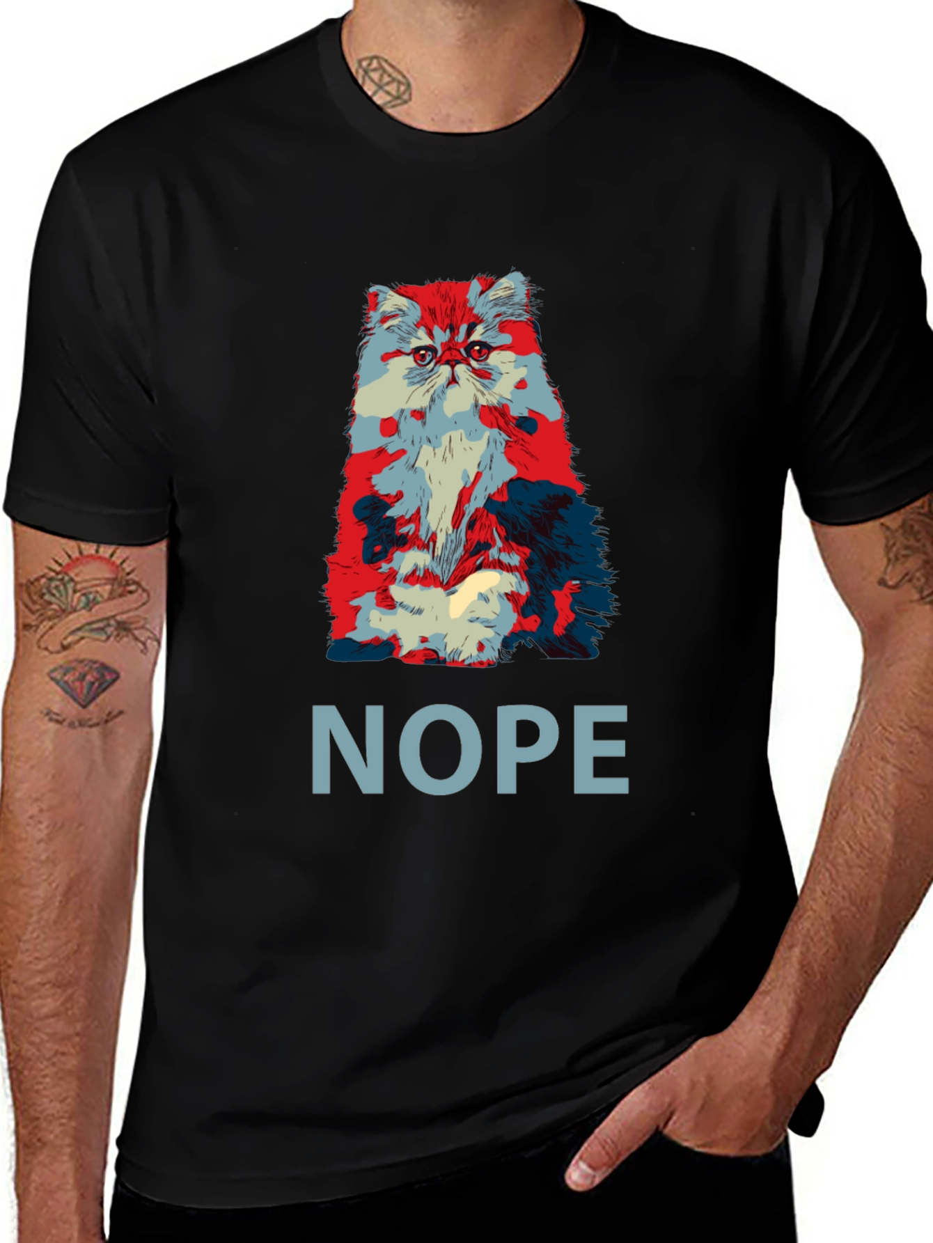 Variant 21 of Nope Cat Graphic T-Shirt - Unisex Crew Neck Tee