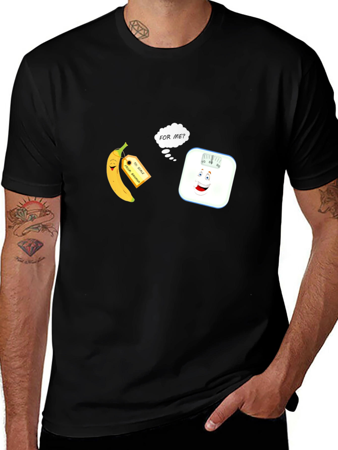 Funny Banana & Scale T-Shirt - 'For Me?' Design