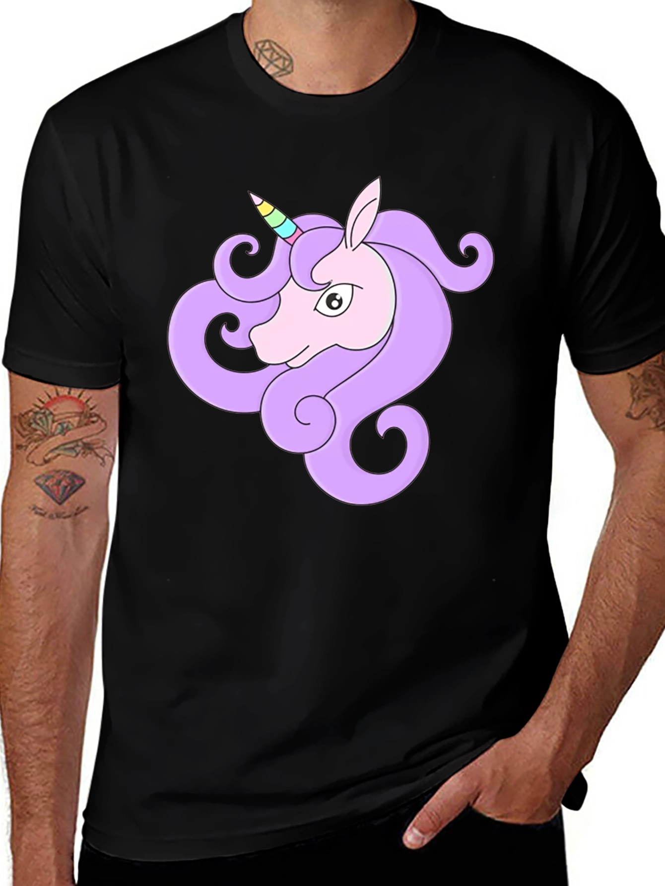 Variant 19 of Unicorn Graphic Black T-Shirt