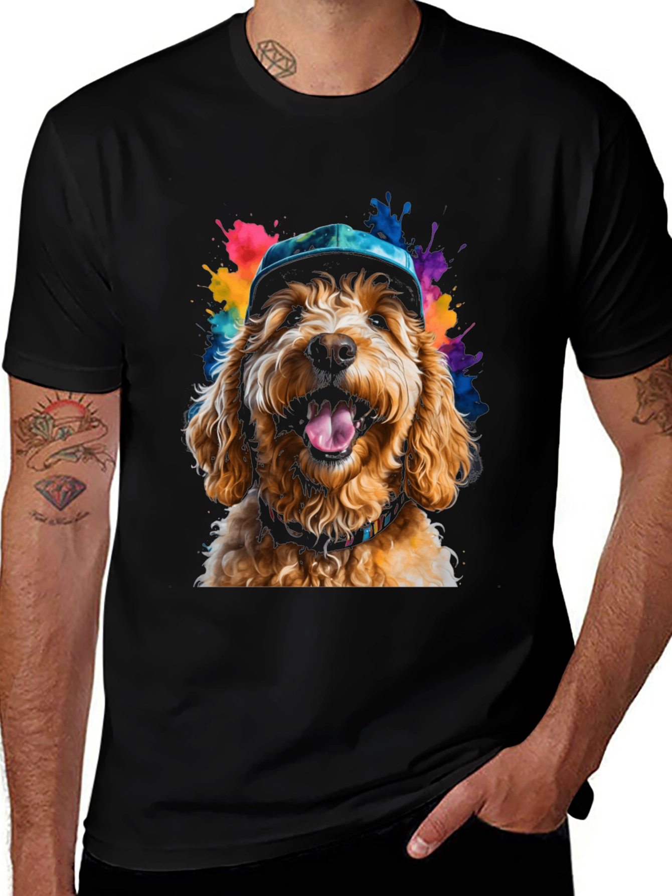 Variant 12 of Dog with Hat Tee - Trendy Graphic T-Shirt
