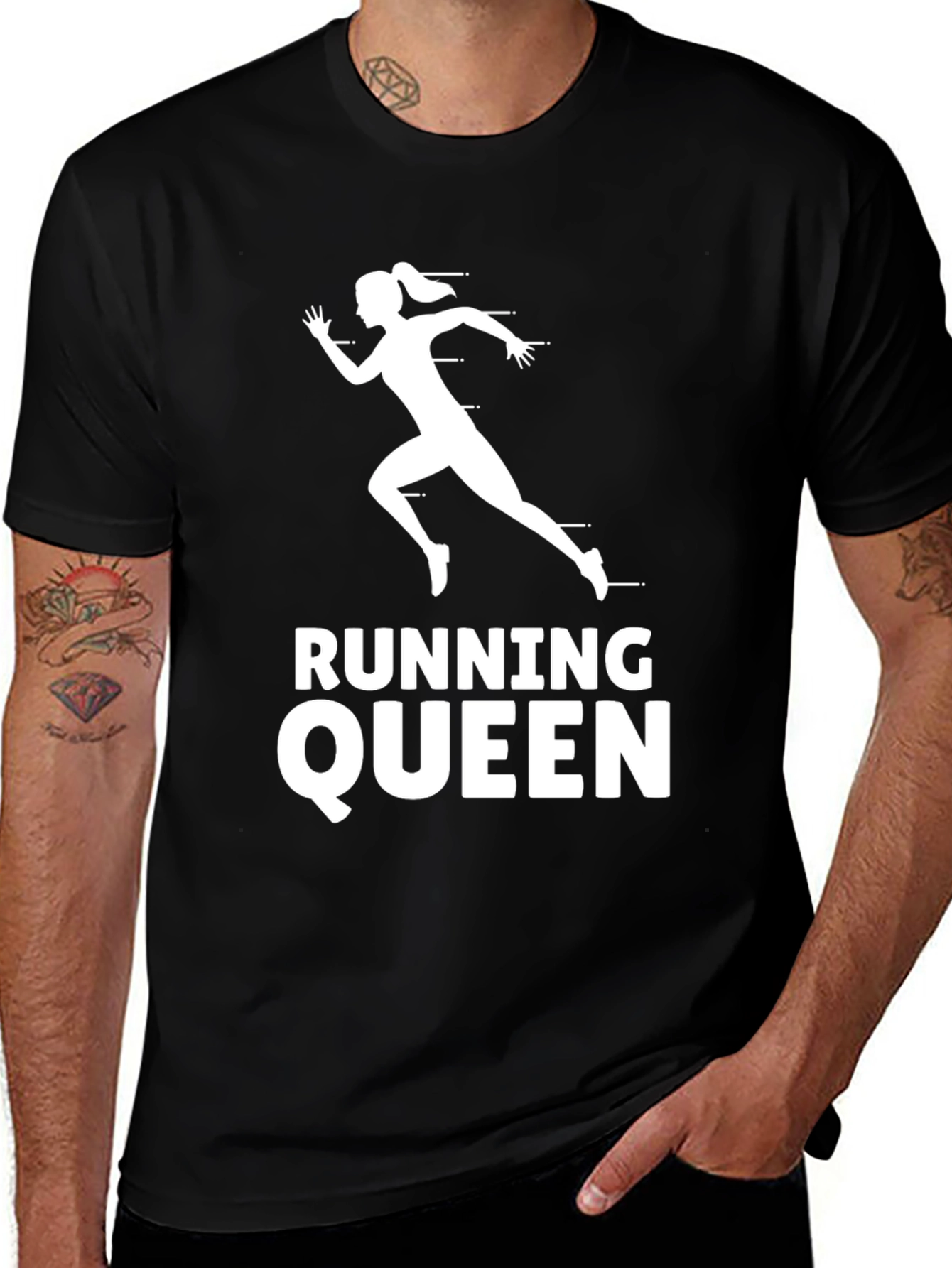 Variant 17 of Running Queen Graphic Tee - Black Cotton