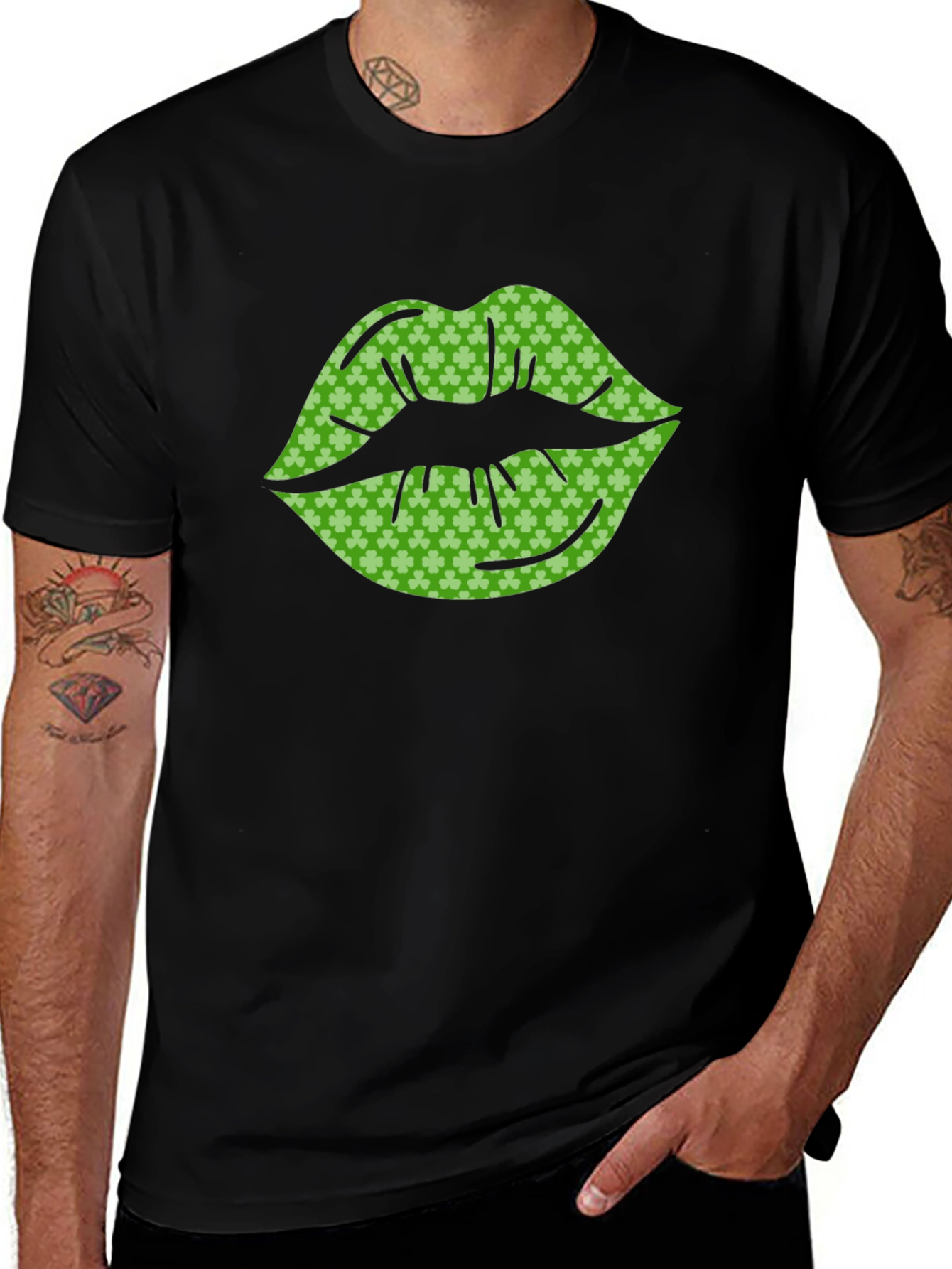 Variant 10 of St. Patrick's Day Shamrock Lips Graphic Tee