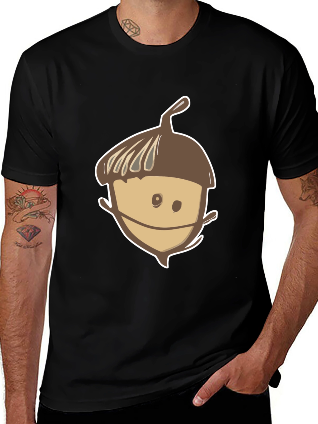 Variant 29 of Funny Acorn Cartoon Black T-Shirt