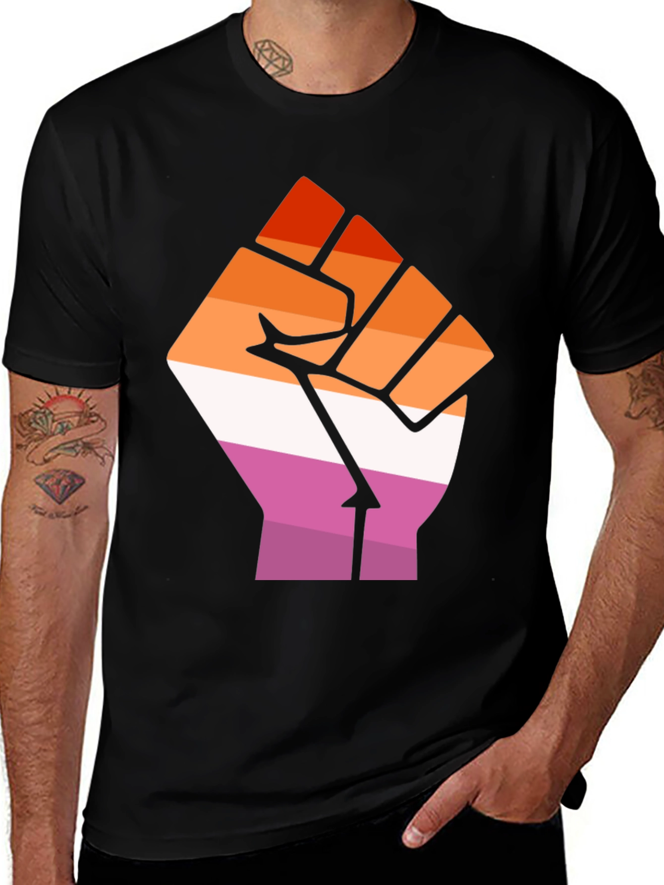 Variant 4 of Lesbian Pride Fist Black Tee