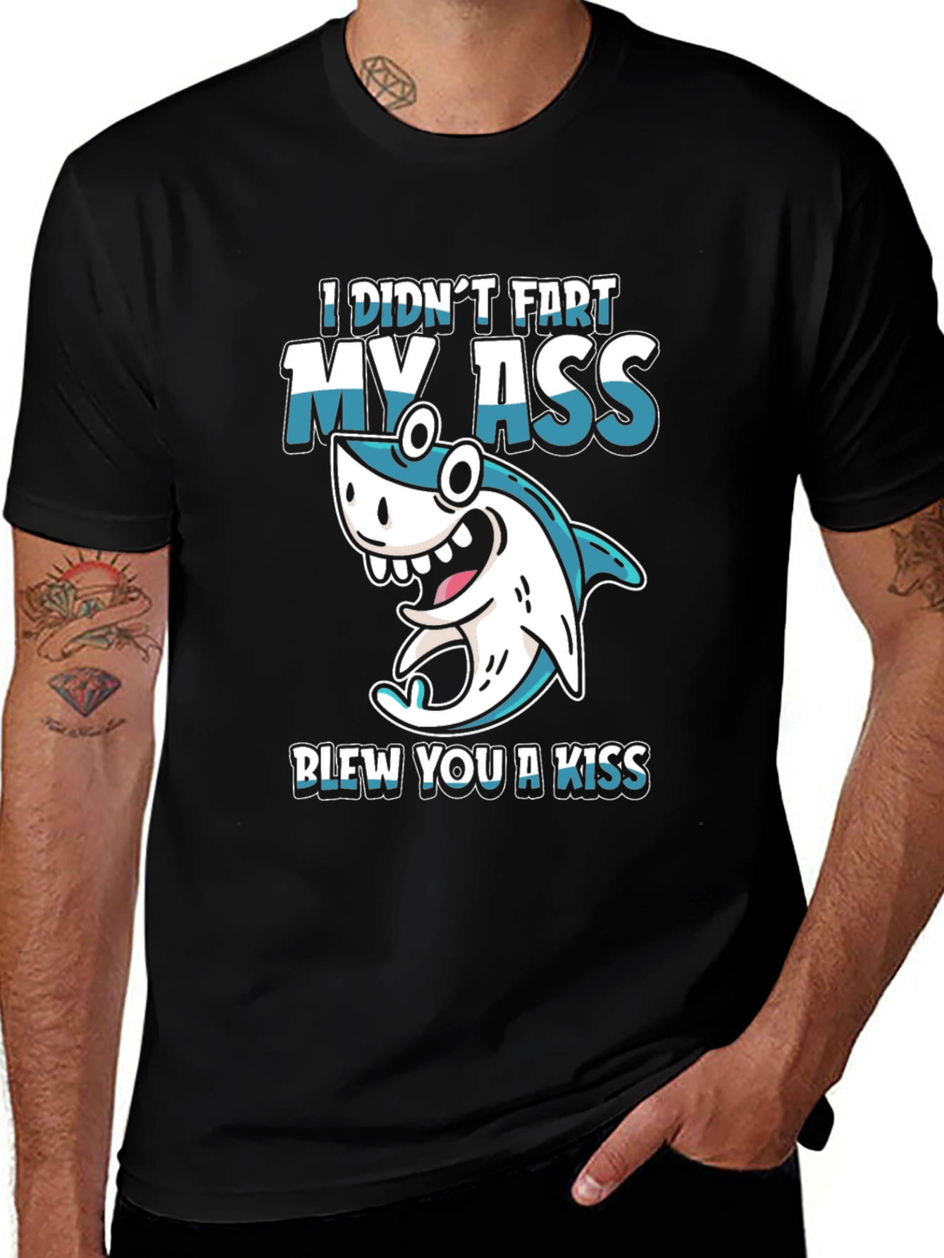 Variant 13 of Funny Shark Fart Kiss T-Shirt - Humor Tee