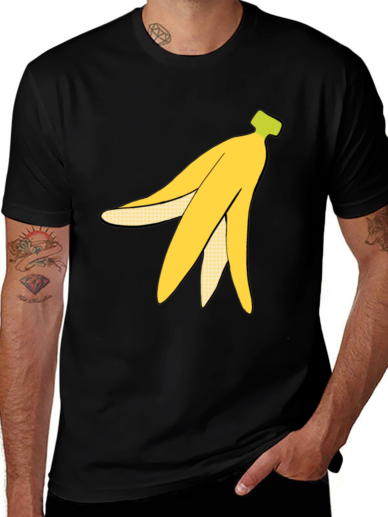 Variant 5 of Banana Peel Graphic Tee - Quirky Black T-Shirt