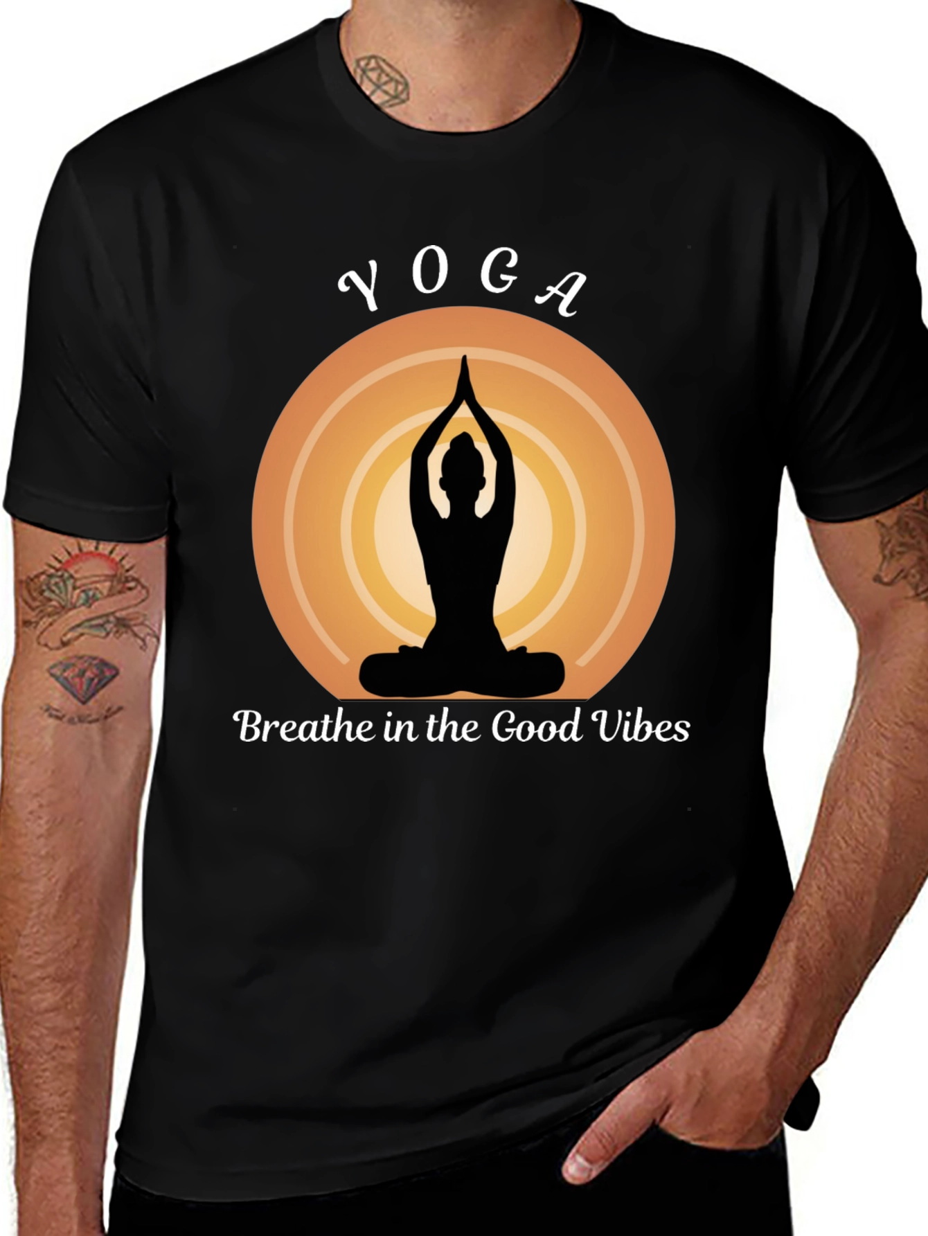 Variant 29 of Yoga Vibes Graphic Tee - Breathe Good Vibes