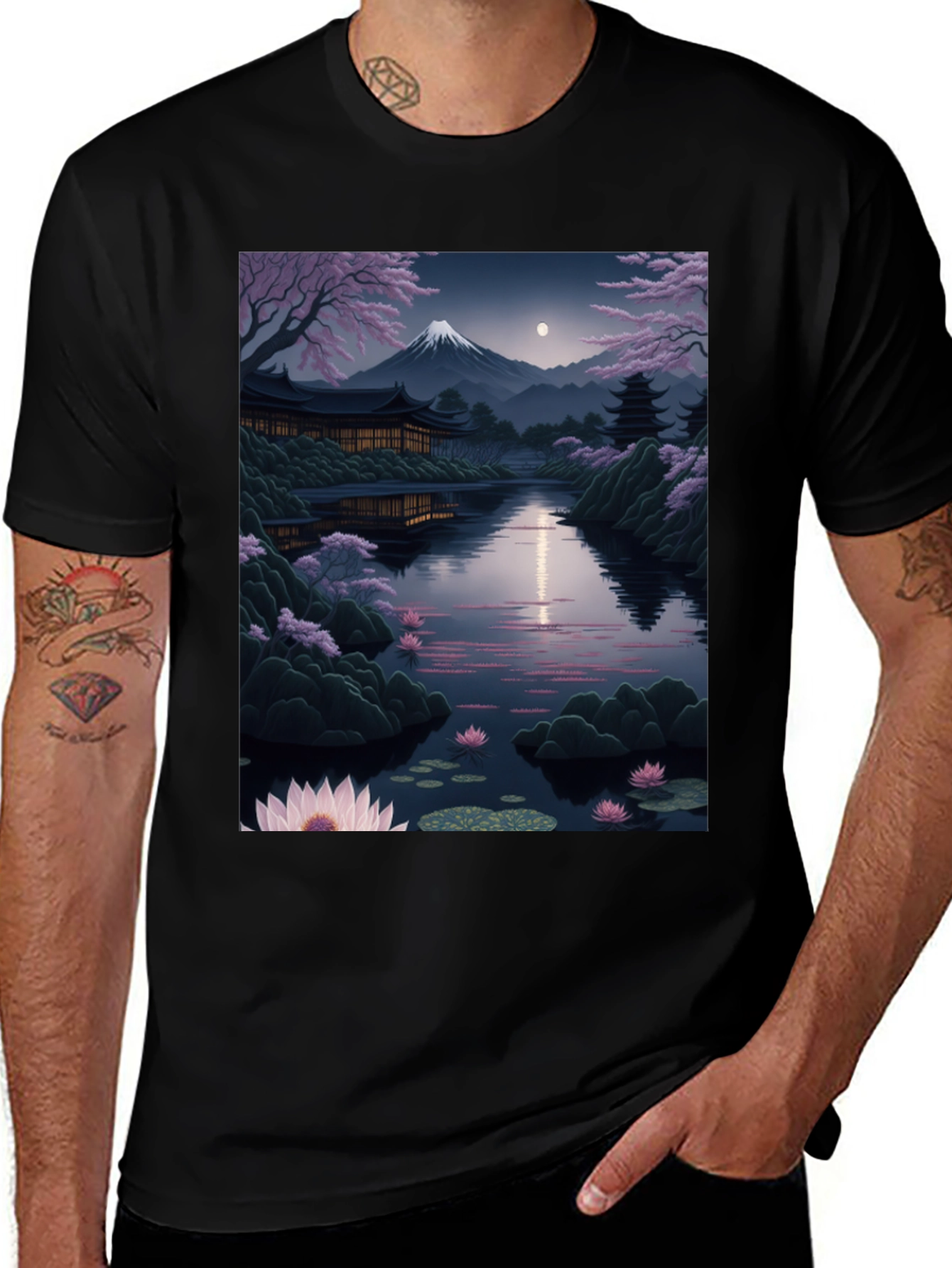 Variant 21 of Japanese Landscape Graphic Tee - Black