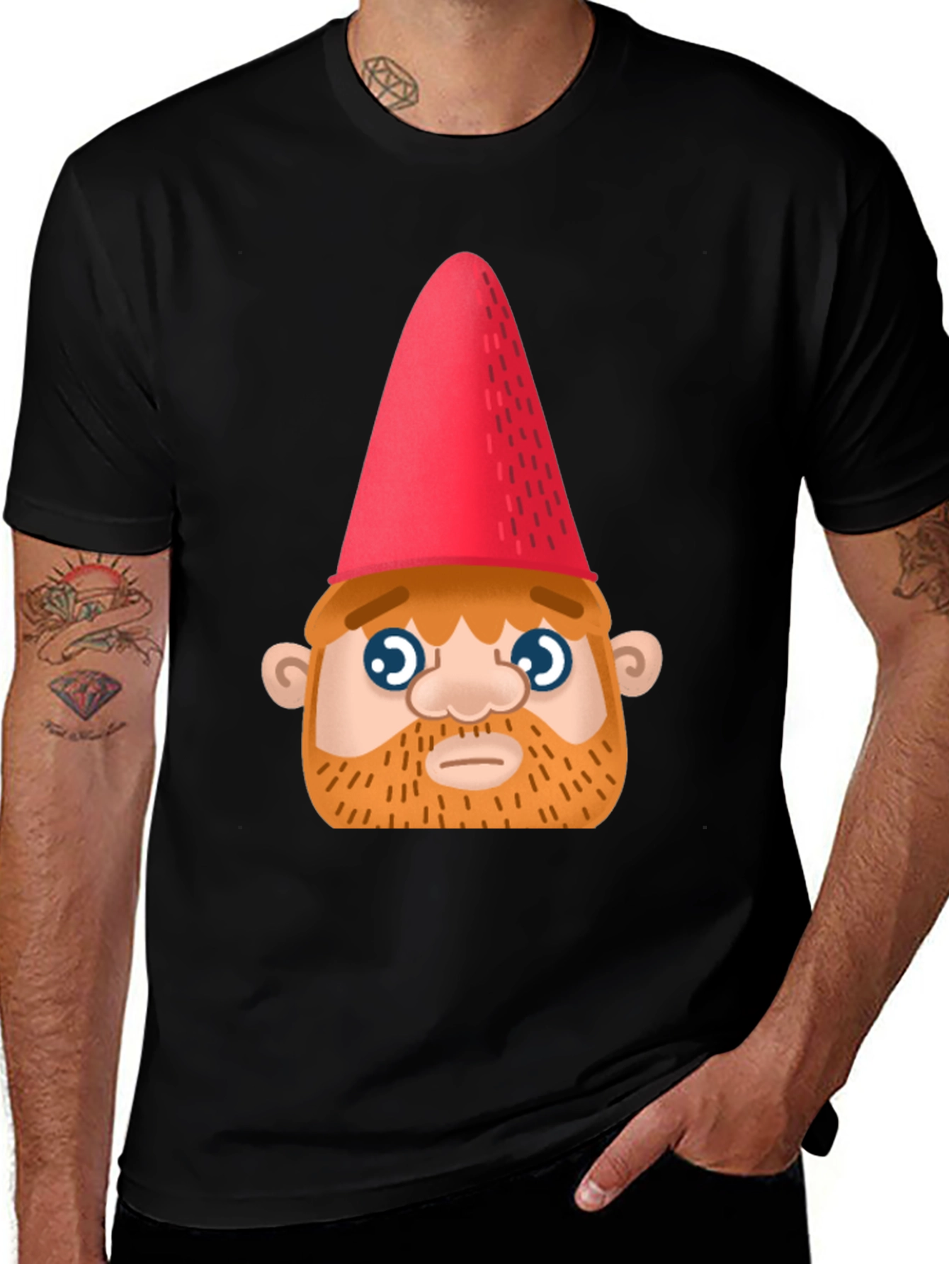 Variant 22 of Funny Gnome Graphic Tee - Unisex Black T-Shirt