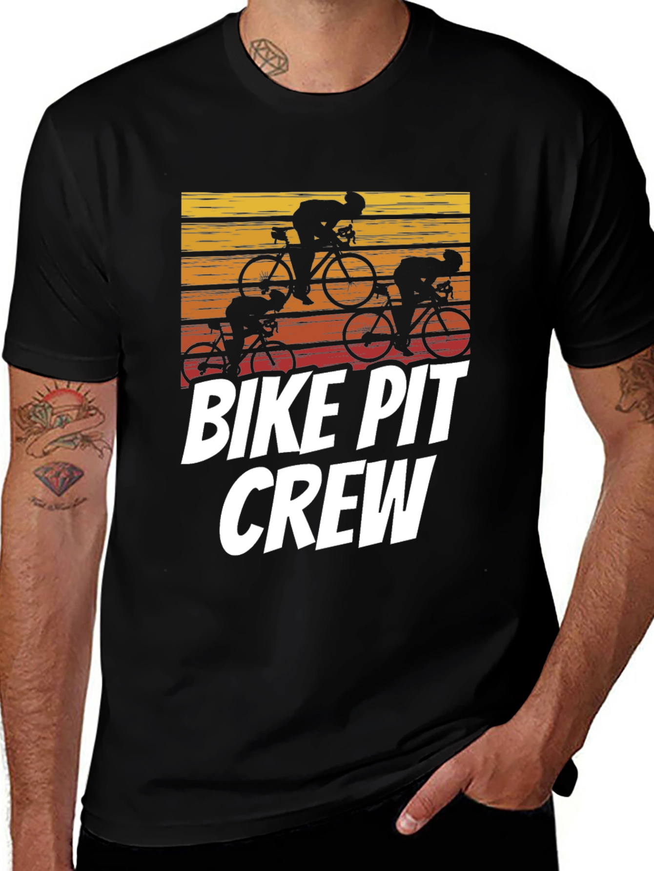Variant 11 of Bike Pit Crew T-Shirt - Cycling Silhouette Retro Design