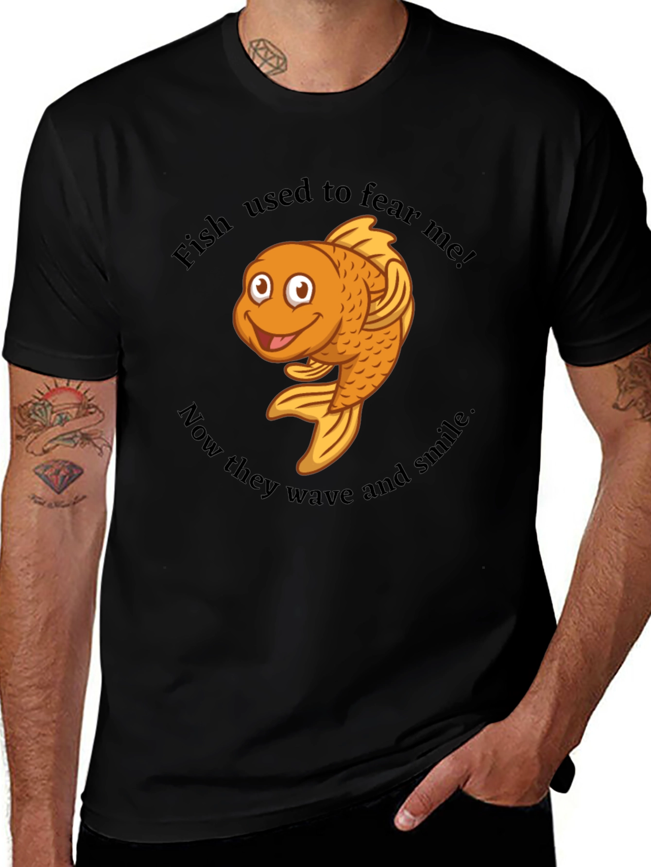 Variant 17 of Funny Fish Graphic T-Shirt - Cartoon Style