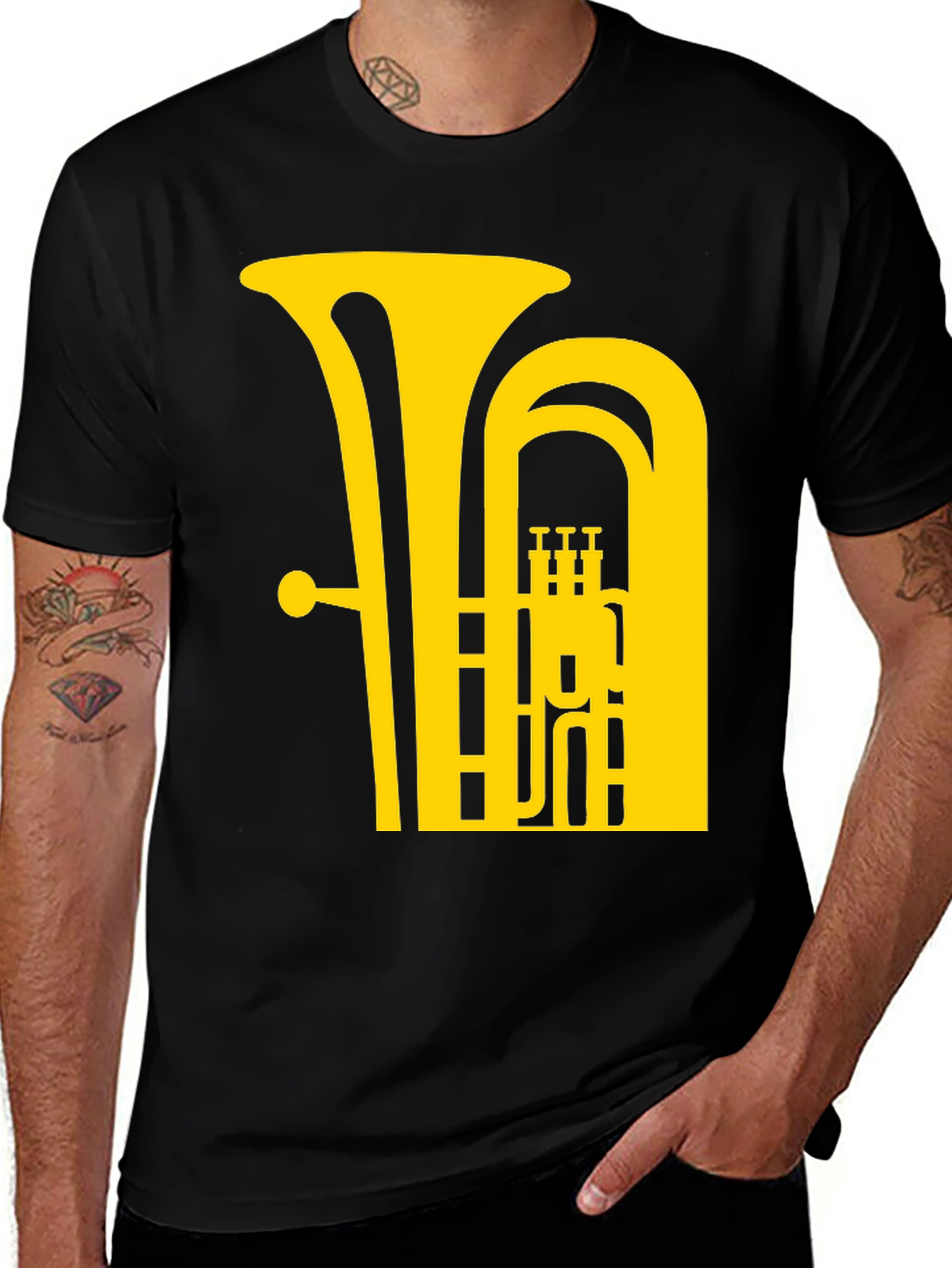 Variant 25 of Tuba Graphic Tee - Music Lover's Black T-Shirt