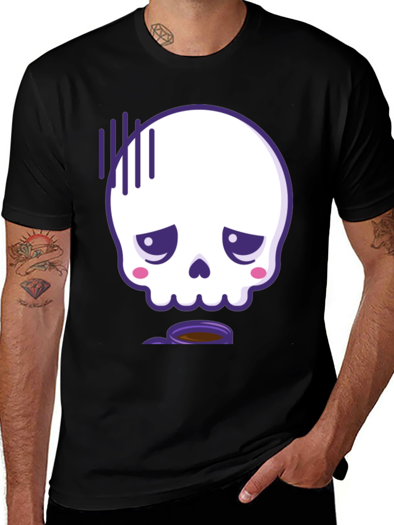 Variant 5 of Sad Skull Coffee Lover T-Shirt