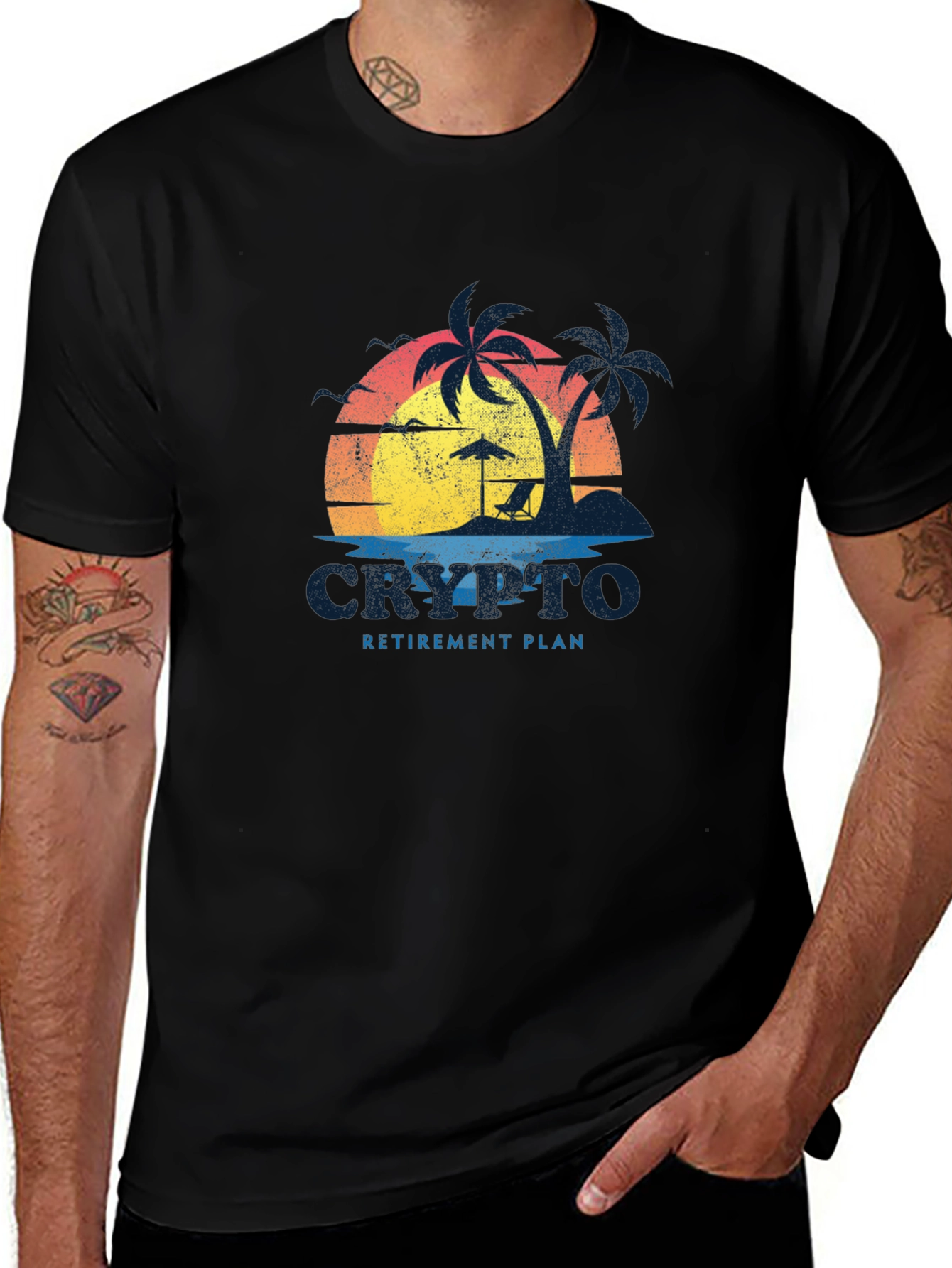 Variant 12 of Crypto Retirement Plan T-Shirt: Beach Design
