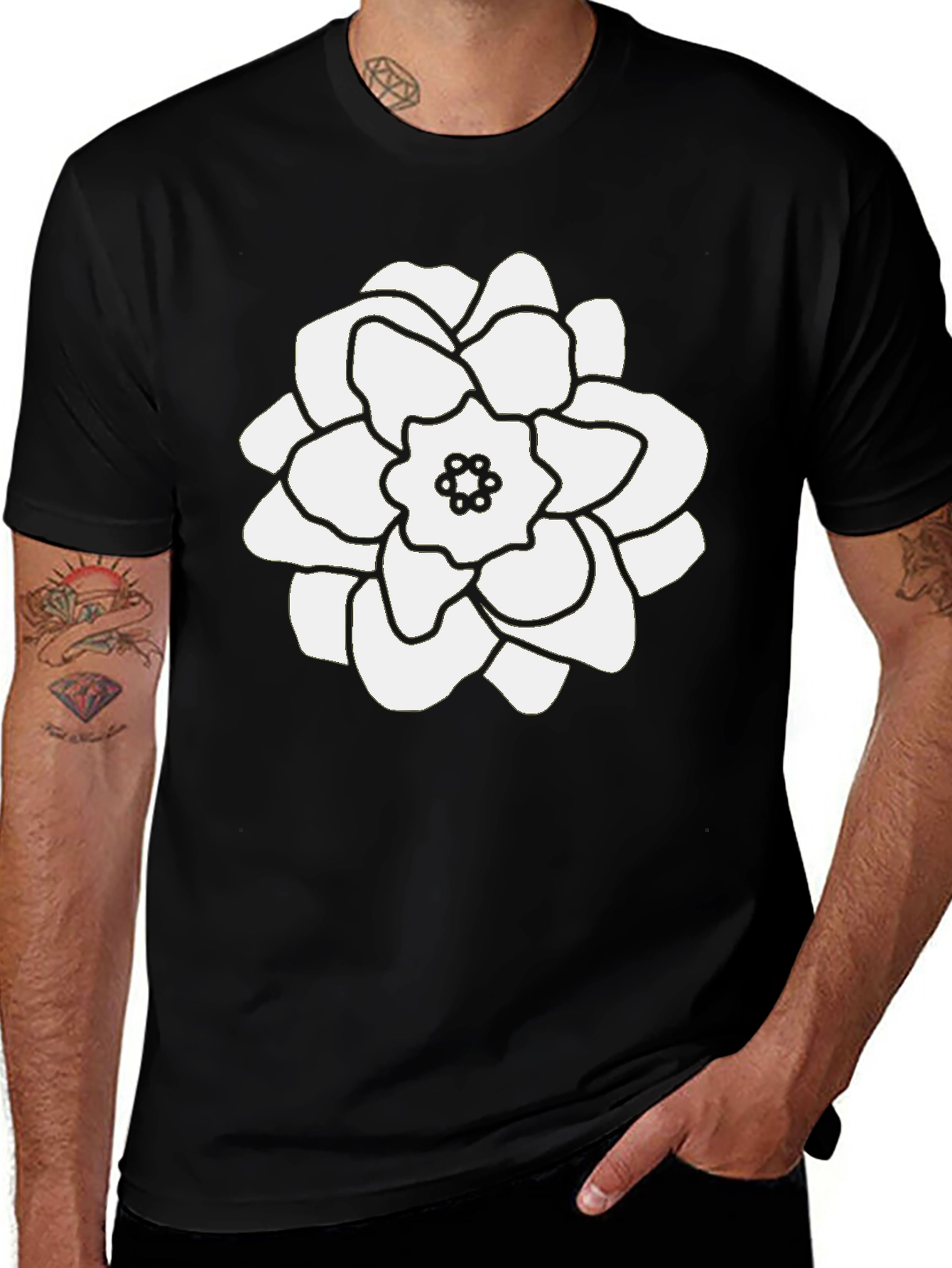Variant 9 of Floral Print Black T-Shirt