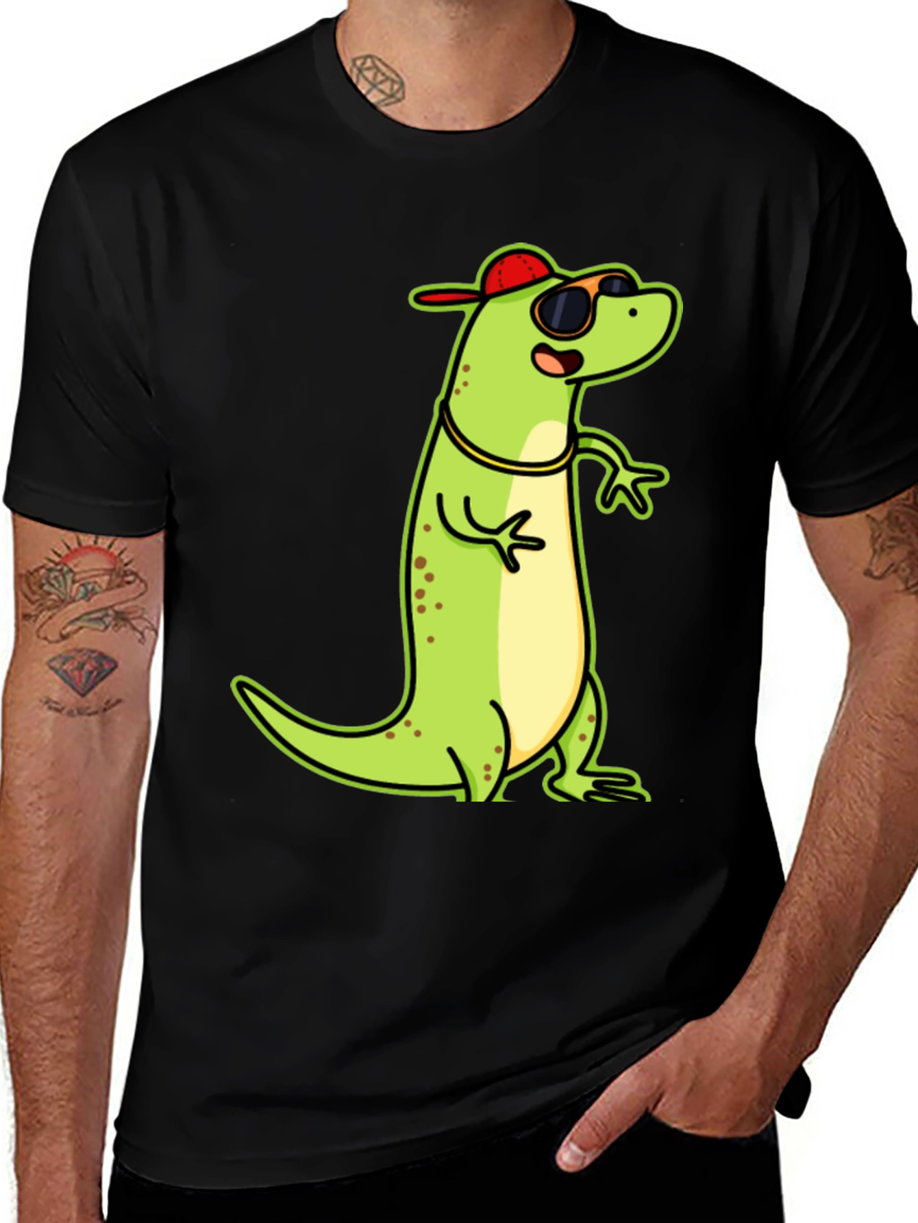 Variant 2 of Cool Dinosaur Graphic T-Shirt - Black Cotton Tee