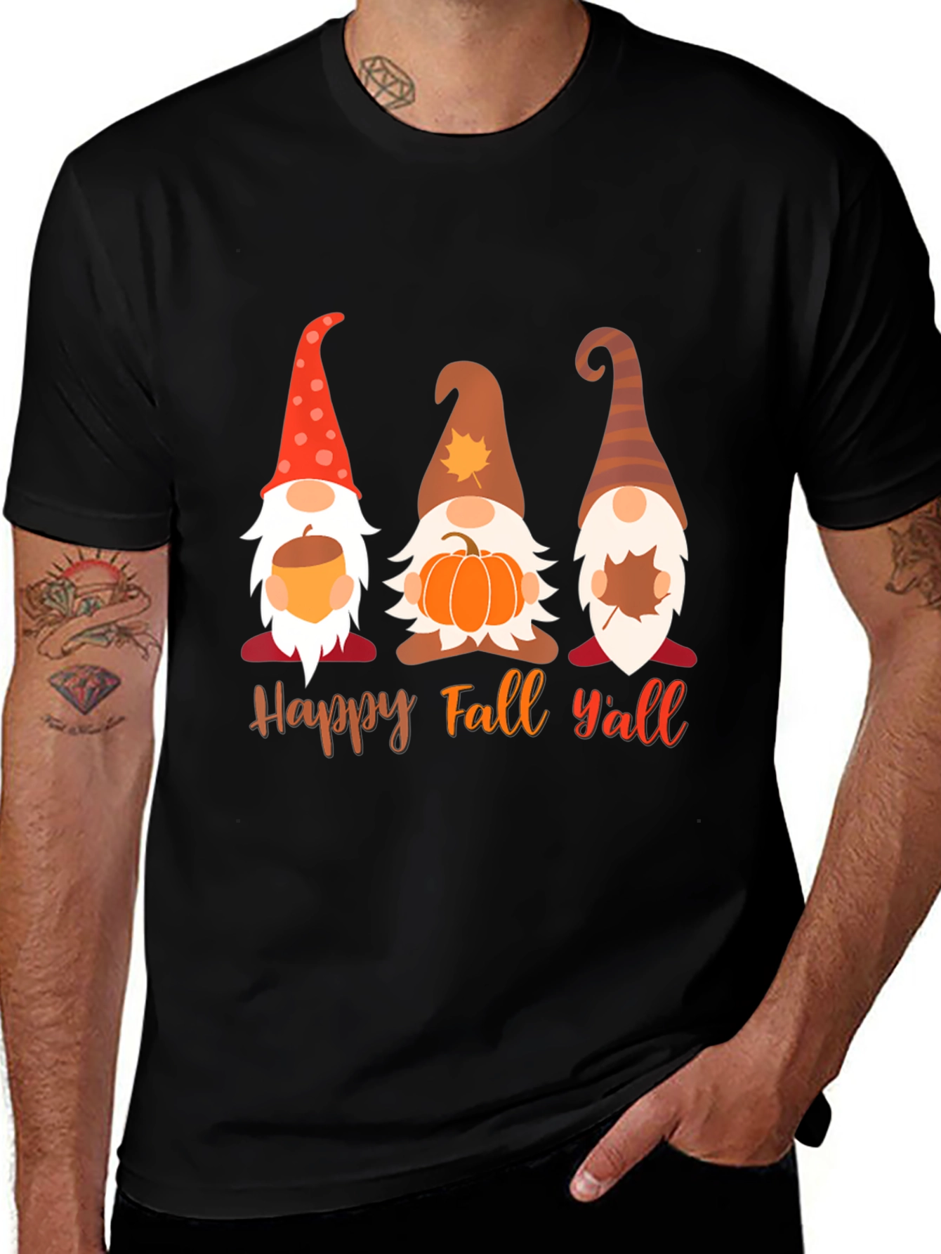 Variant 19 of Happy Fall Y'all Gnome Graphic Tee