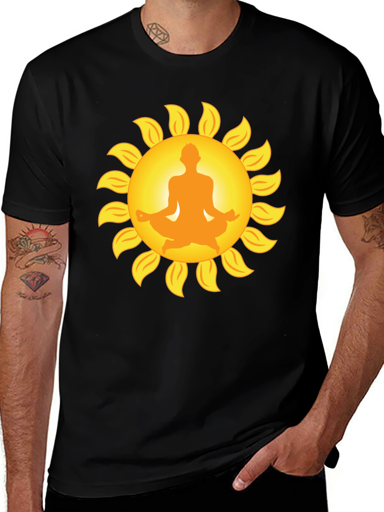 Variant 19 of Meditating Sun Graphic Tee - Yoga Shirt