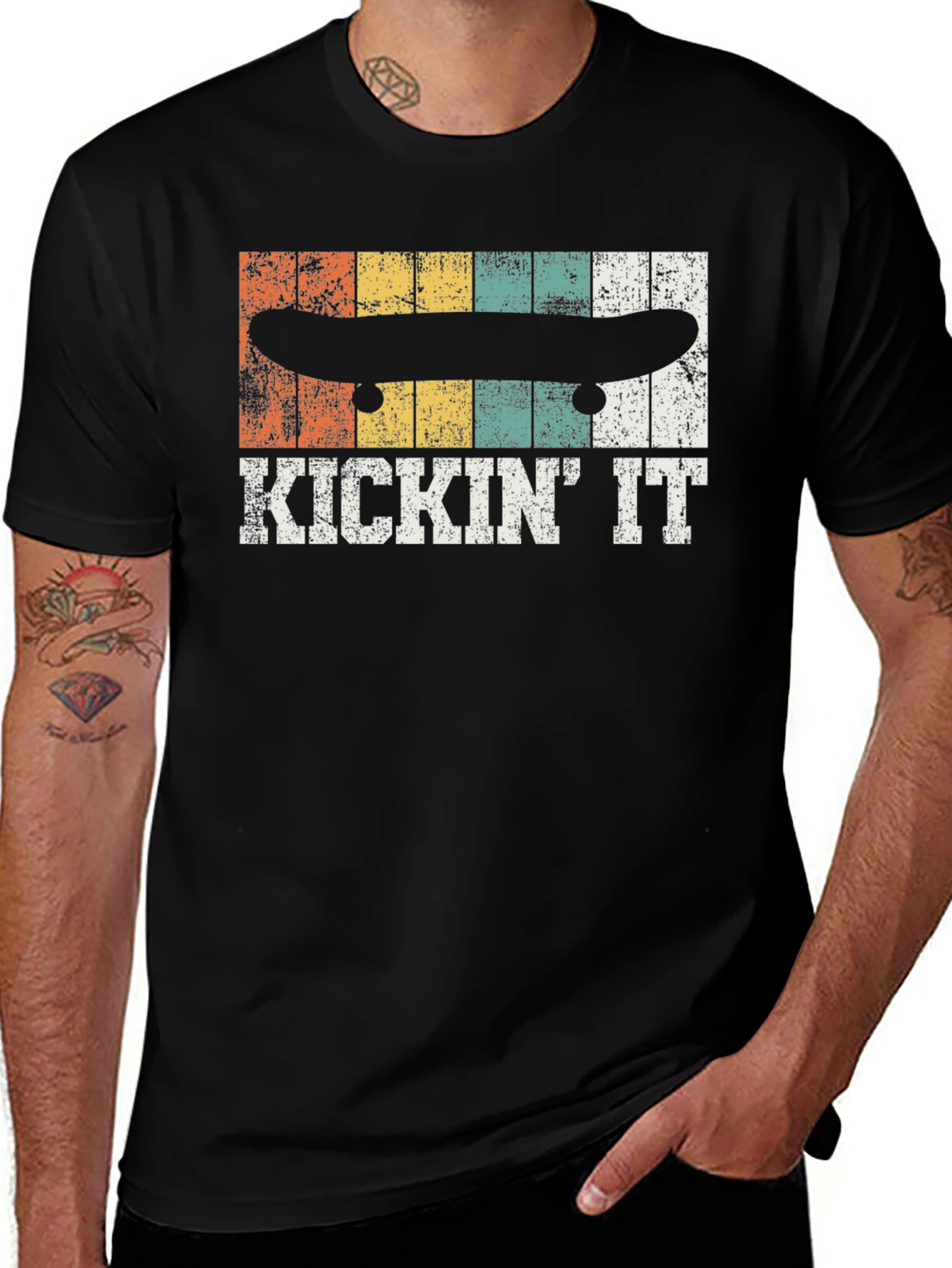 Variant 4 of Kickin' It Skateboard T-Shirt - Retro Style