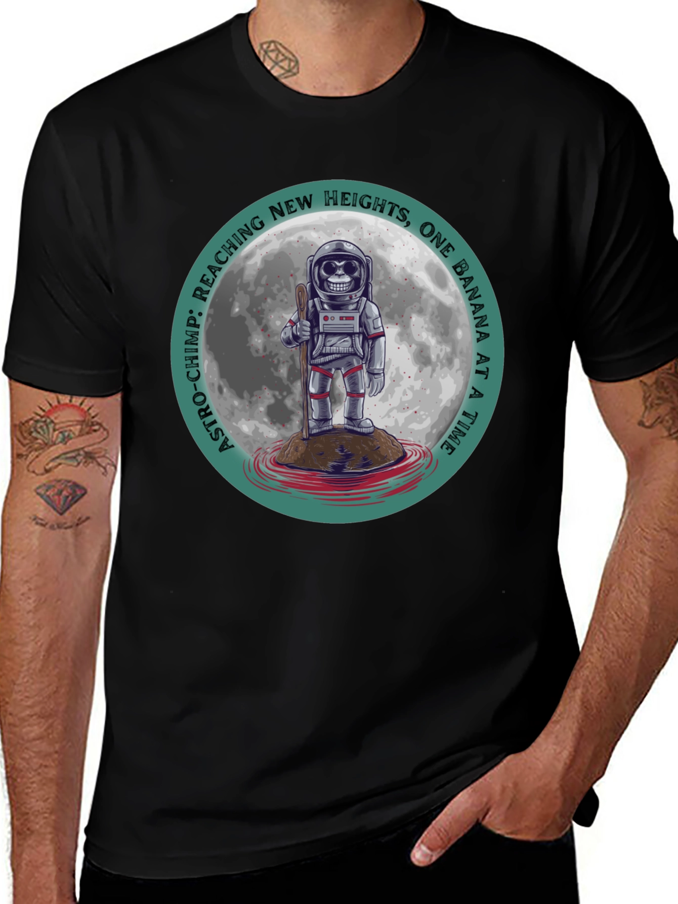 Astro-Chimp Black T-Shirt: Reaching New Heights in Style