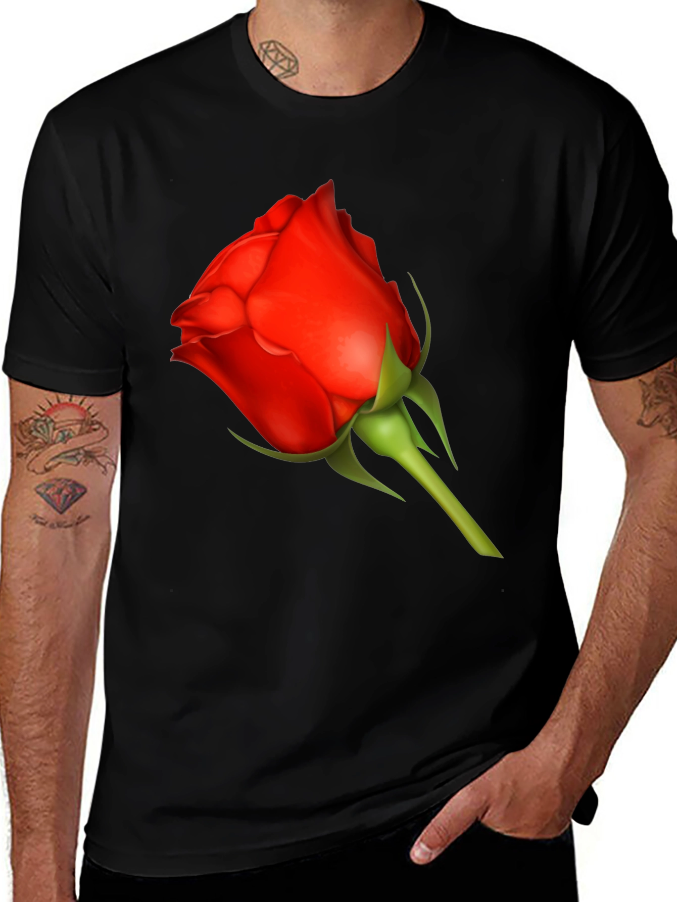 Variant 24 of Rose Graphic Black T-Shirt